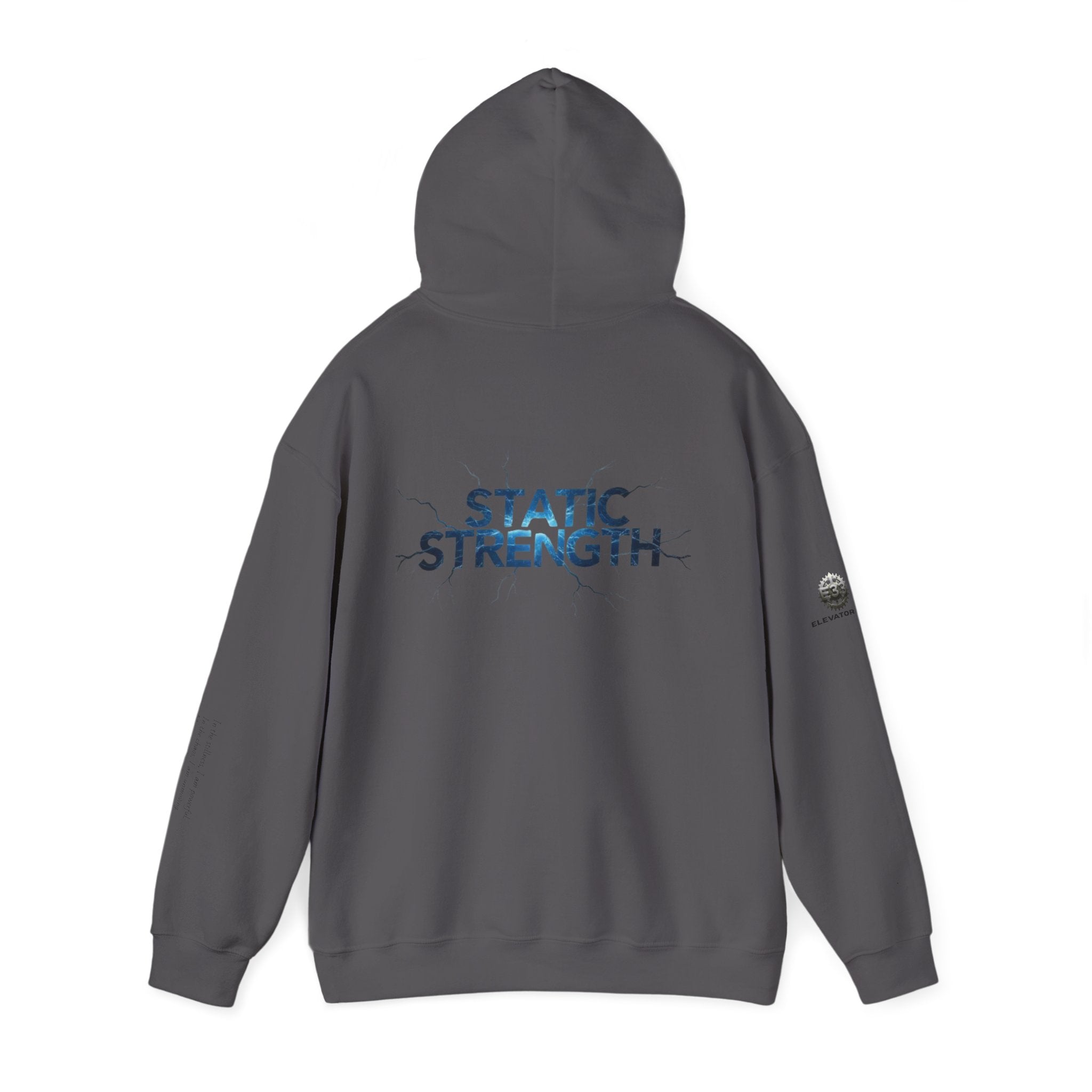 “Static Strength” Hoodie Sweatshirt- Sleeve Print Affirmation