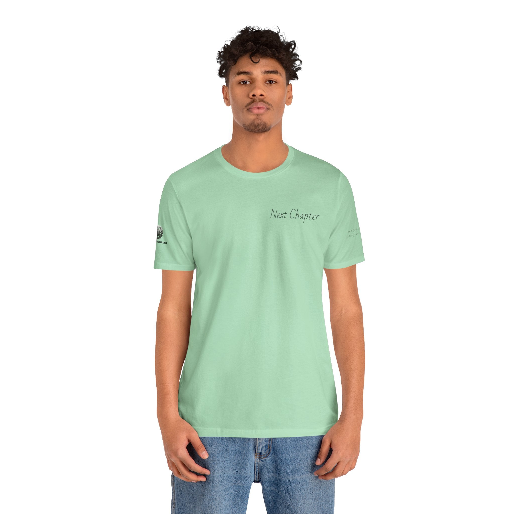 Next Chapter affirmation tee | Graphic open book back, inspirational sleeve text