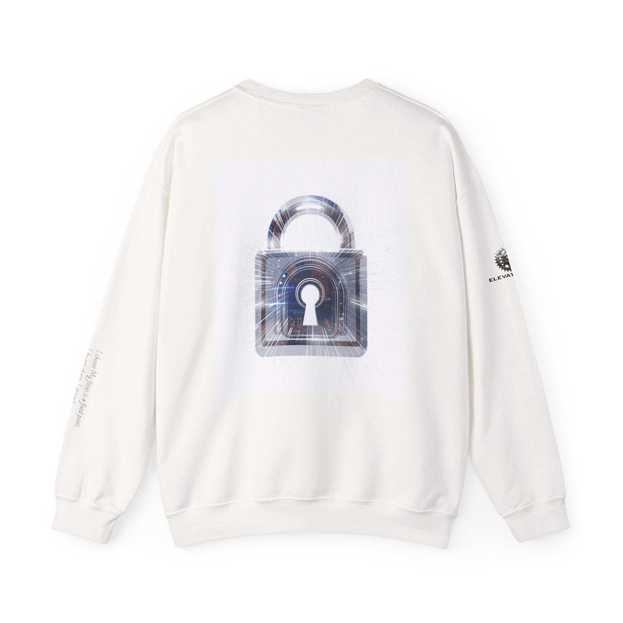 “Source Lock” Crewneck Sweatshirt- Sleeve Print Affirmation