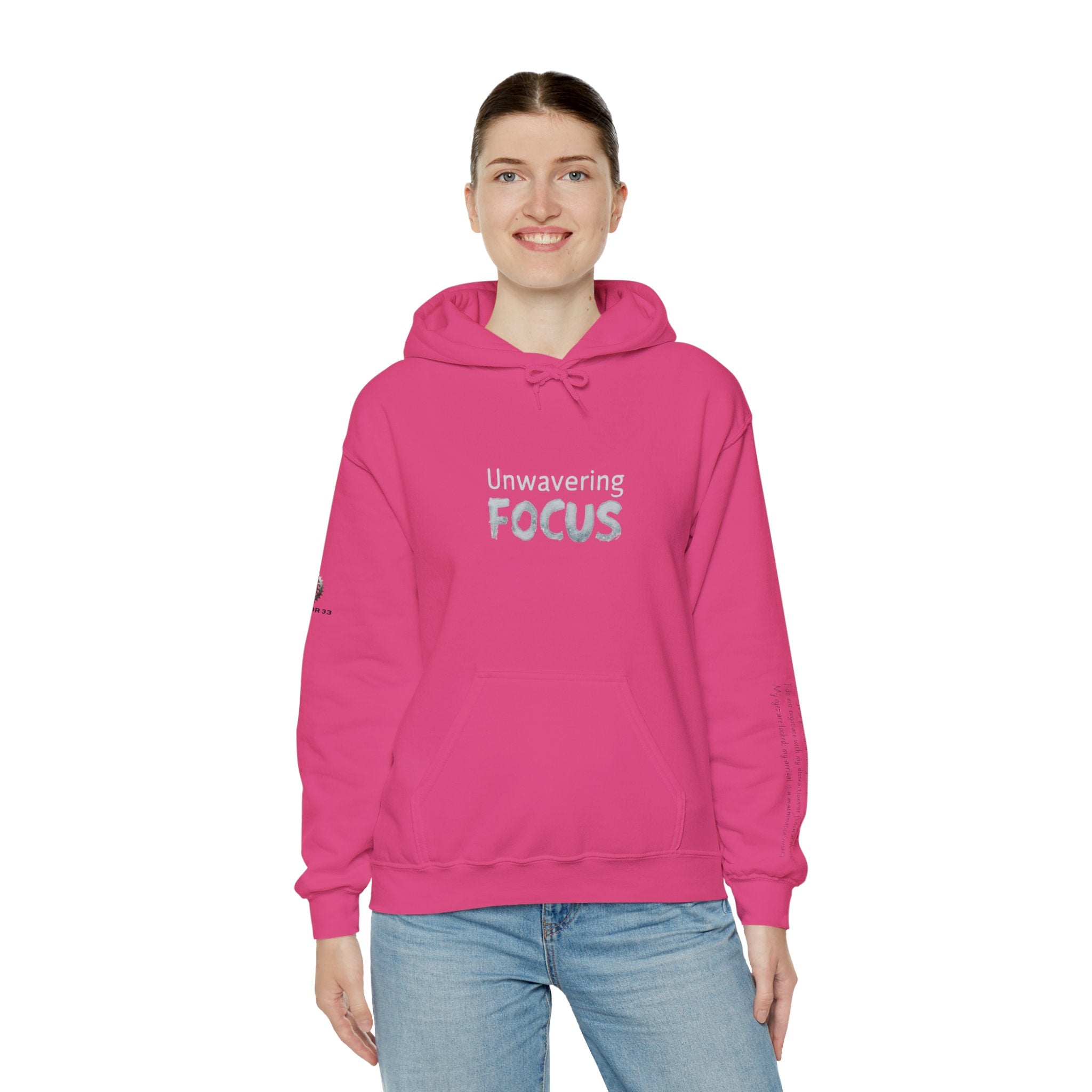 “Unwavering Focus” Hoodie- Sleeve Print Affirmation