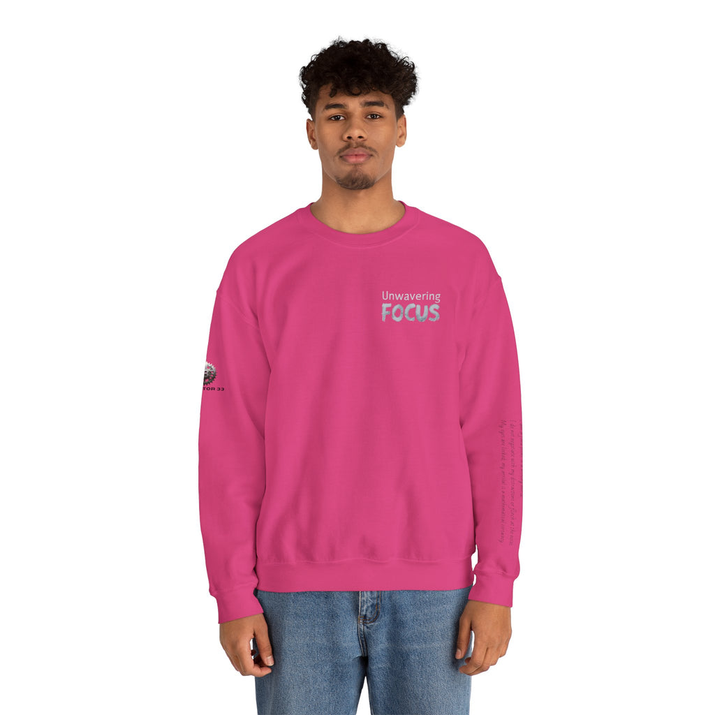 “Unwavering Focus” Crewneck Sweatshirt- Sleeve Print Affirmation