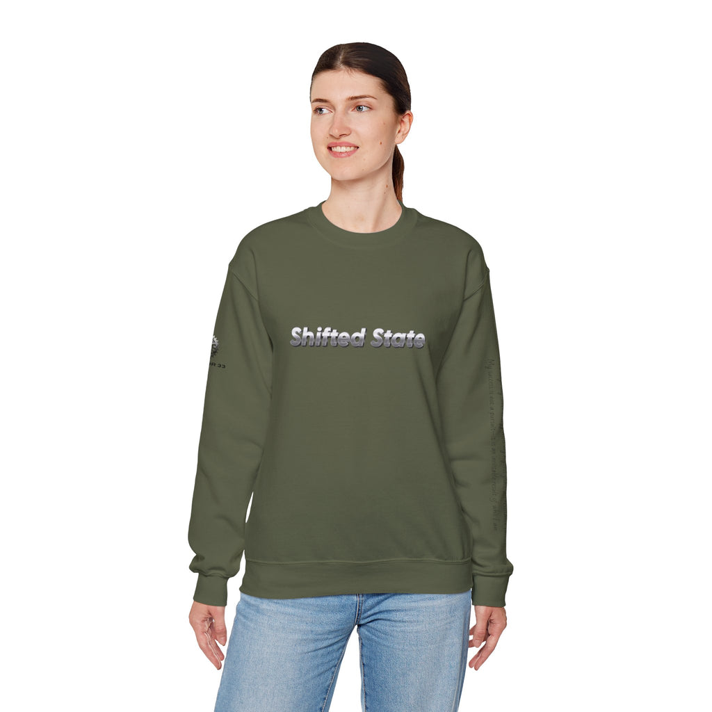“Shifted State” Crewneck Sweatshirt- Sleeve Print Affirmation