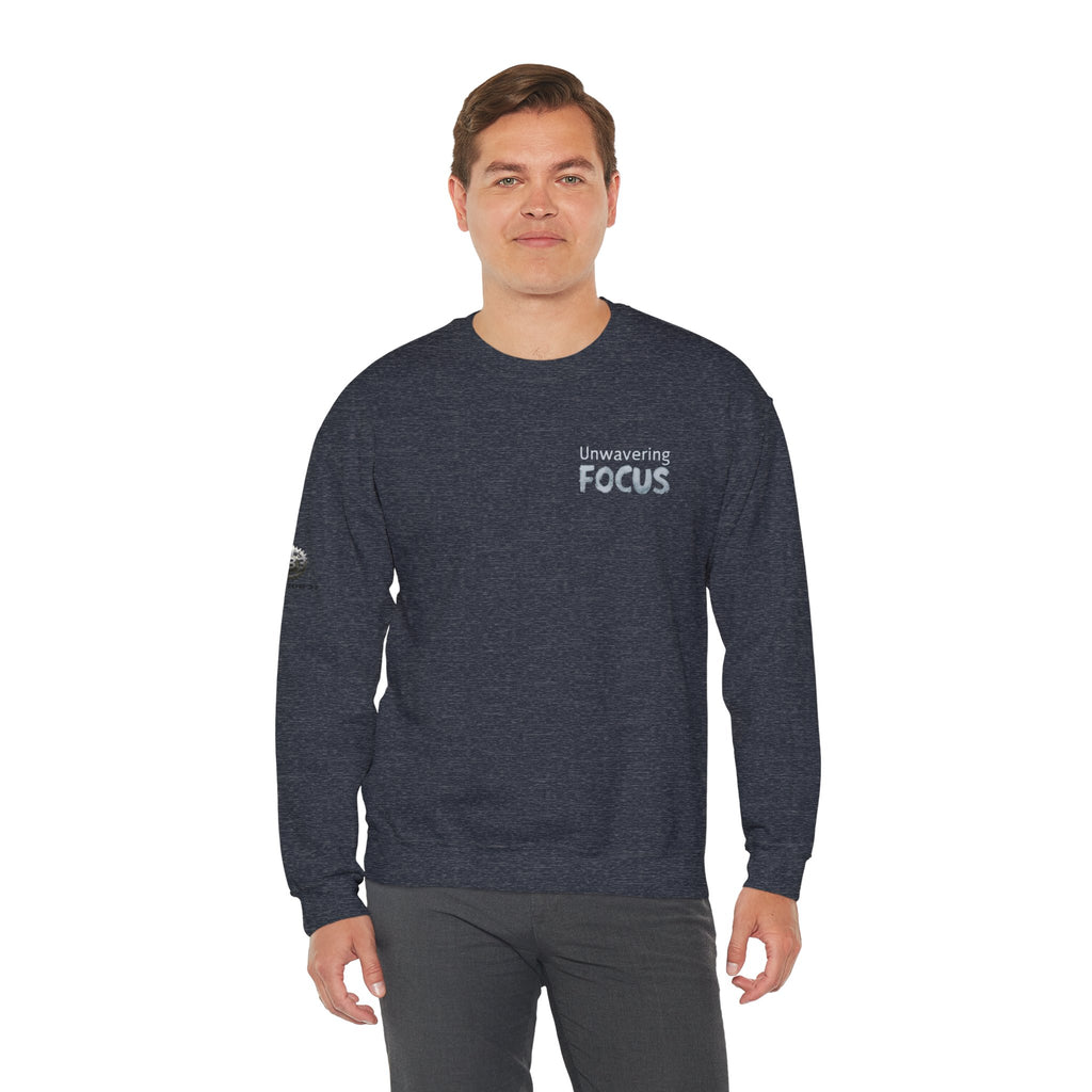 “Unwavering Focus” Crewneck Sweatshirt- Sleeve Print Affirmation