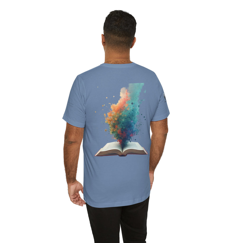 Next Chapter affirmation tee | Graphic open book back, inspirational sleeve text