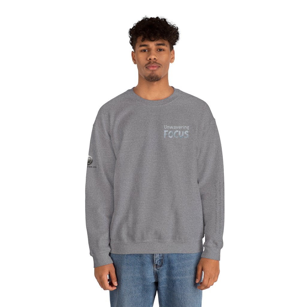 “Unwavering Focus” Crewneck Sweatshirt- Sleeve Print Affirmation