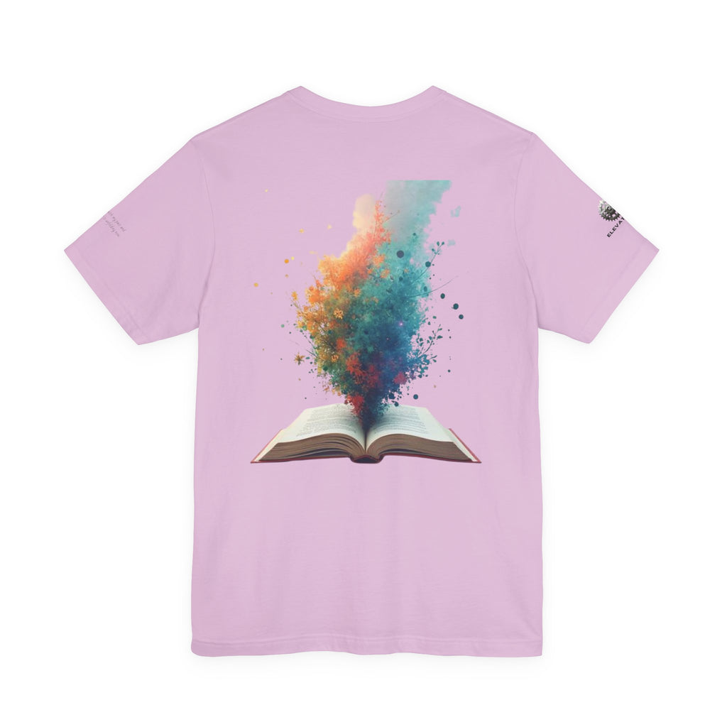 Next Chapter affirmation tee | Graphic open book back, inspirational sleeve text