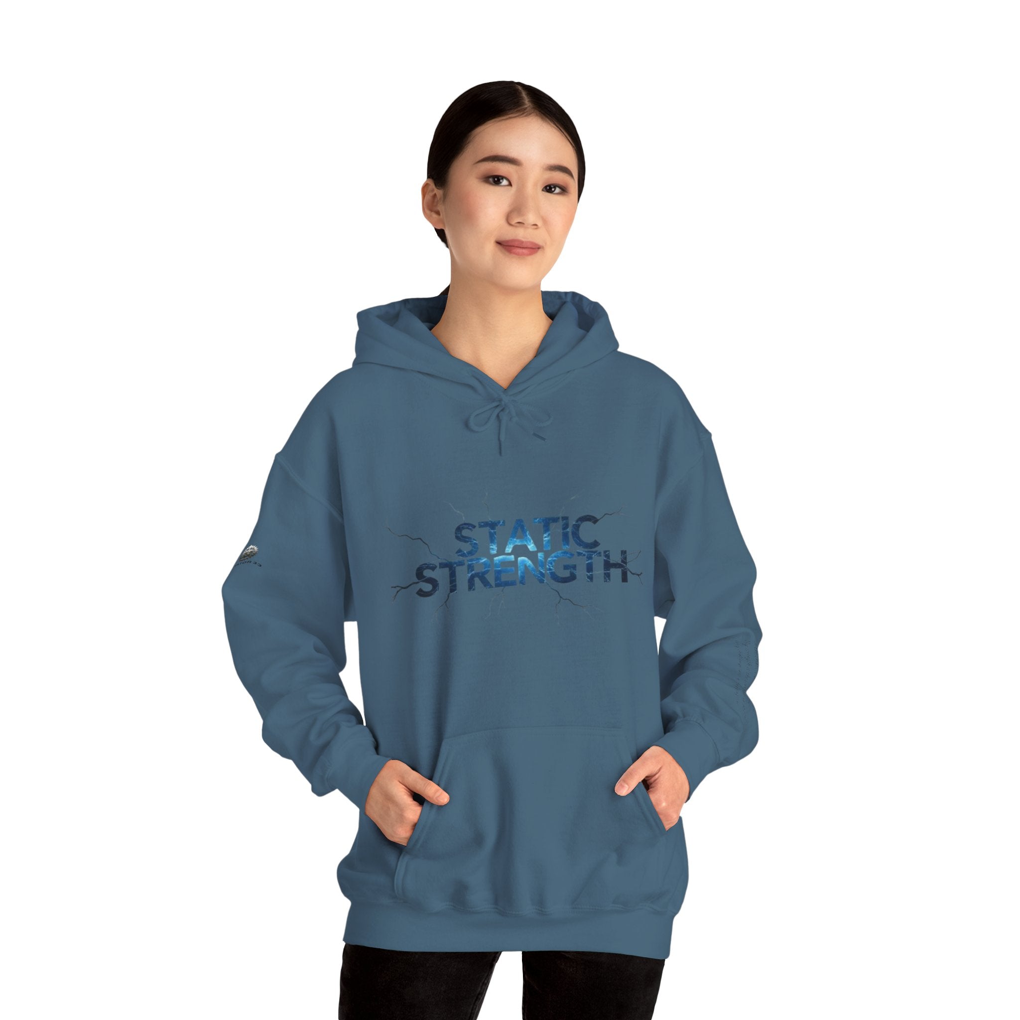 “Static Strength” Hoodie Sweatshirt- Sleeve Print Affirmation