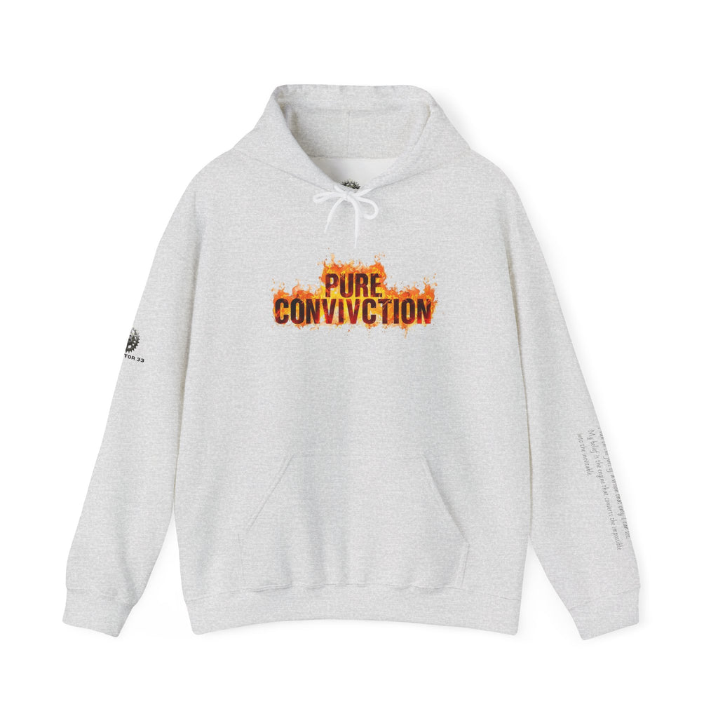"Pure Conviction" Hoodie  - Sleeve Print Affirmation