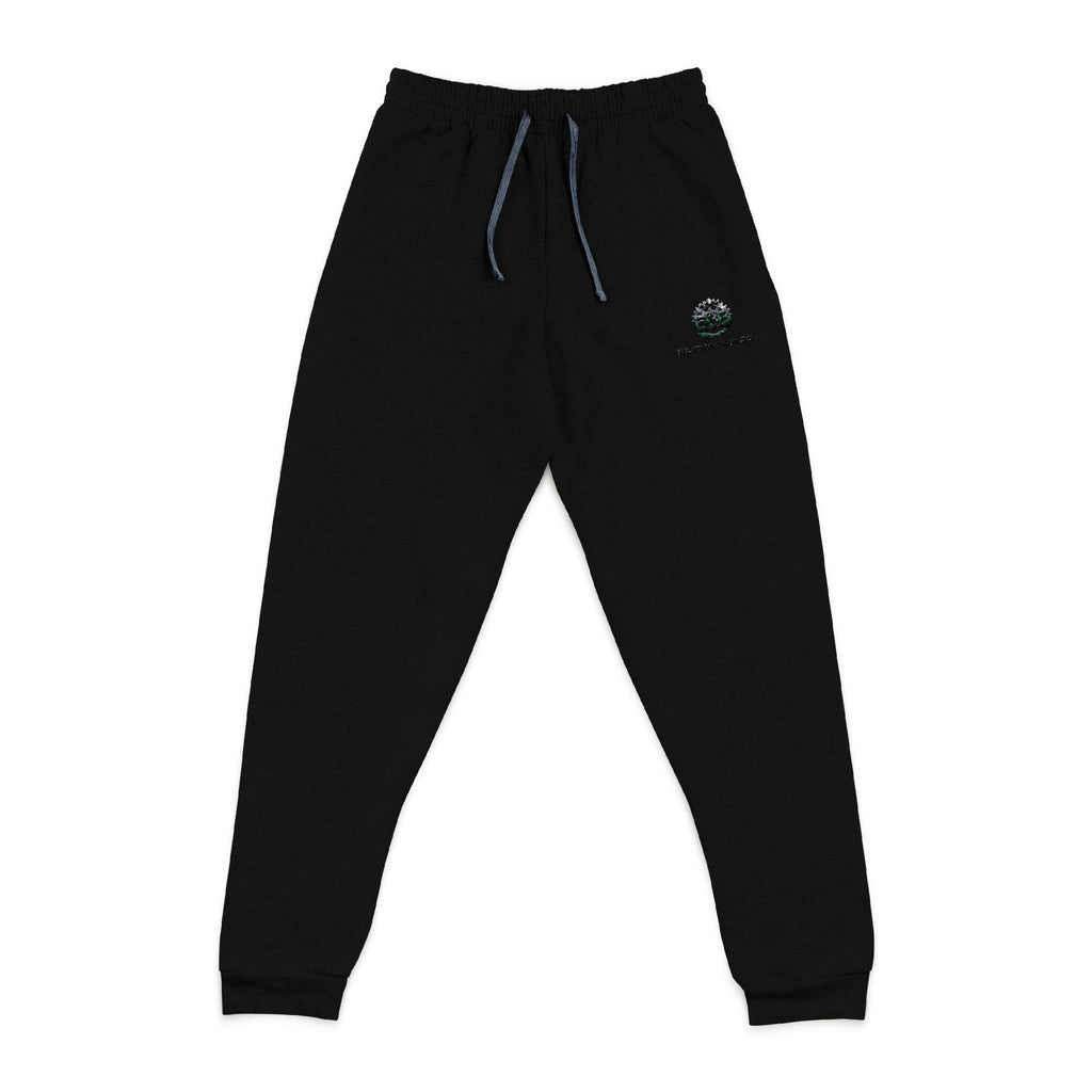 Embroidered Tree Logo Joggers — Cozy Grey Sweatpants with Small Chest Stitching