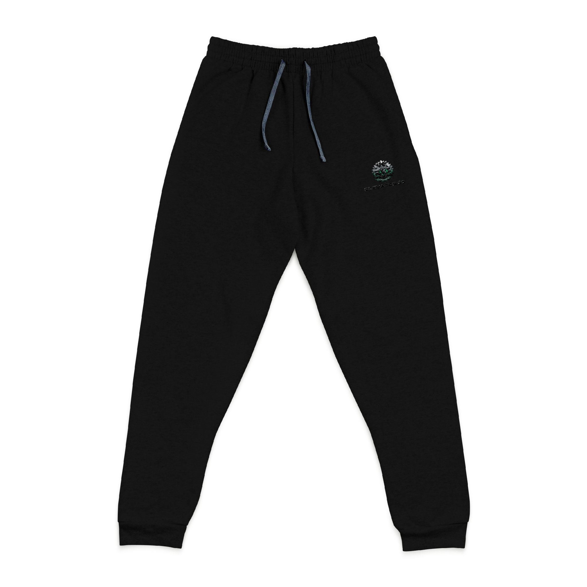 Embroidered Tree Logo Joggers — Cozy Grey Sweatpants with Small Chest Stitching