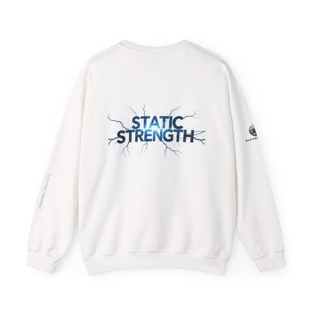 “Static Strength” Crewneck Sweatshirt- Sleeve Print Affirmation
