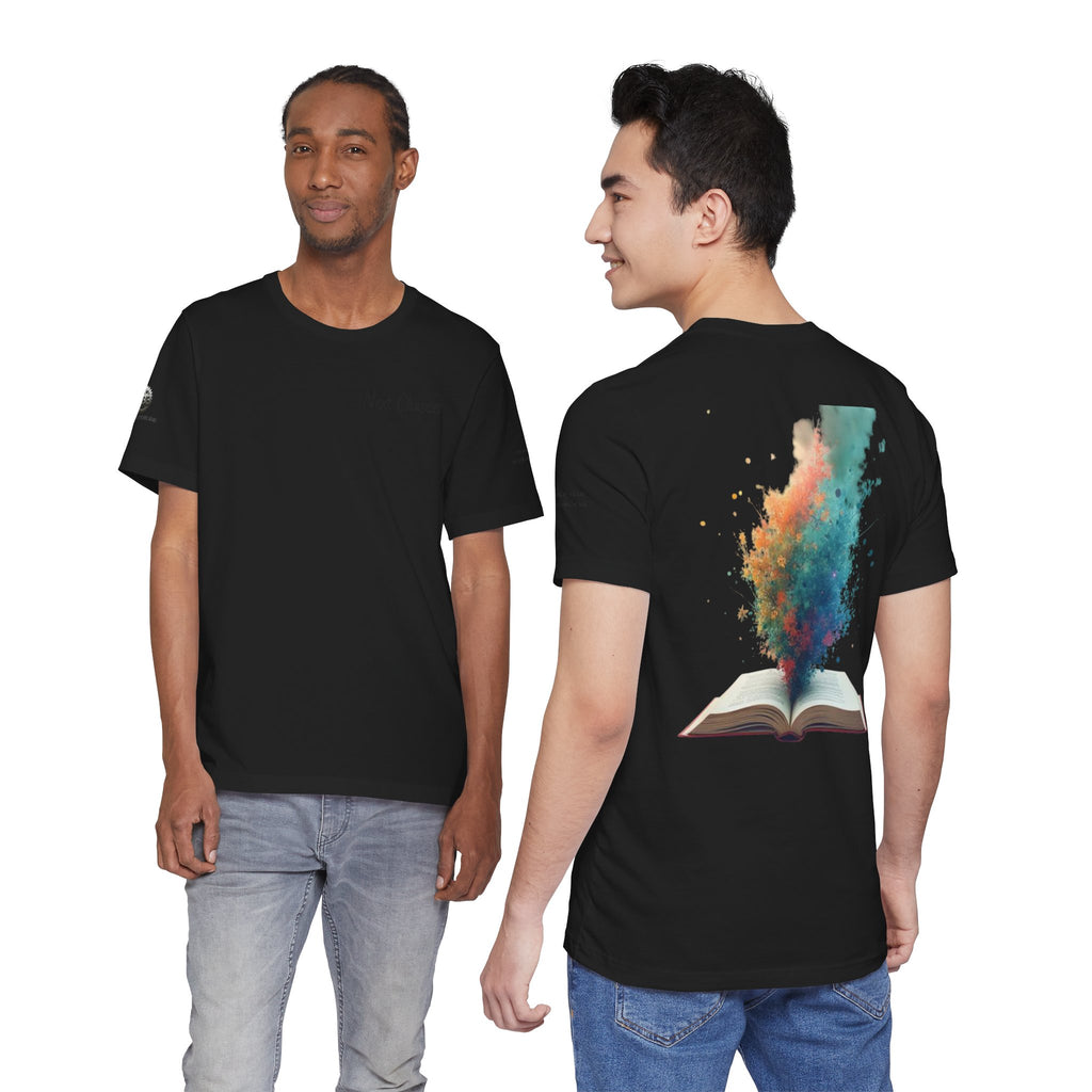 Next Chapter affirmation tee | Graphic open book back, inspirational sleeve text