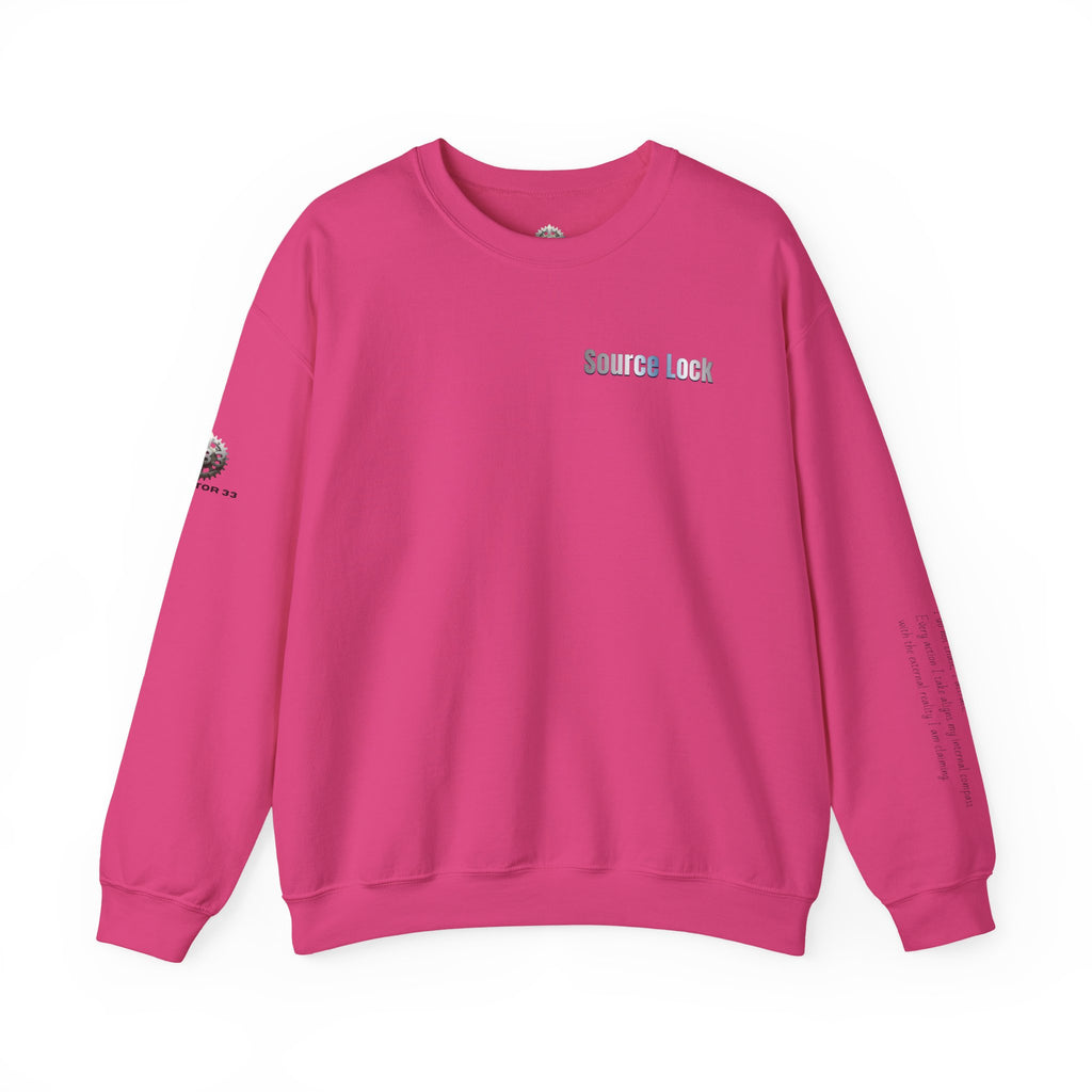 “Source Lock” Crewneck Sweatshirt- Sleeve Print Affirmation