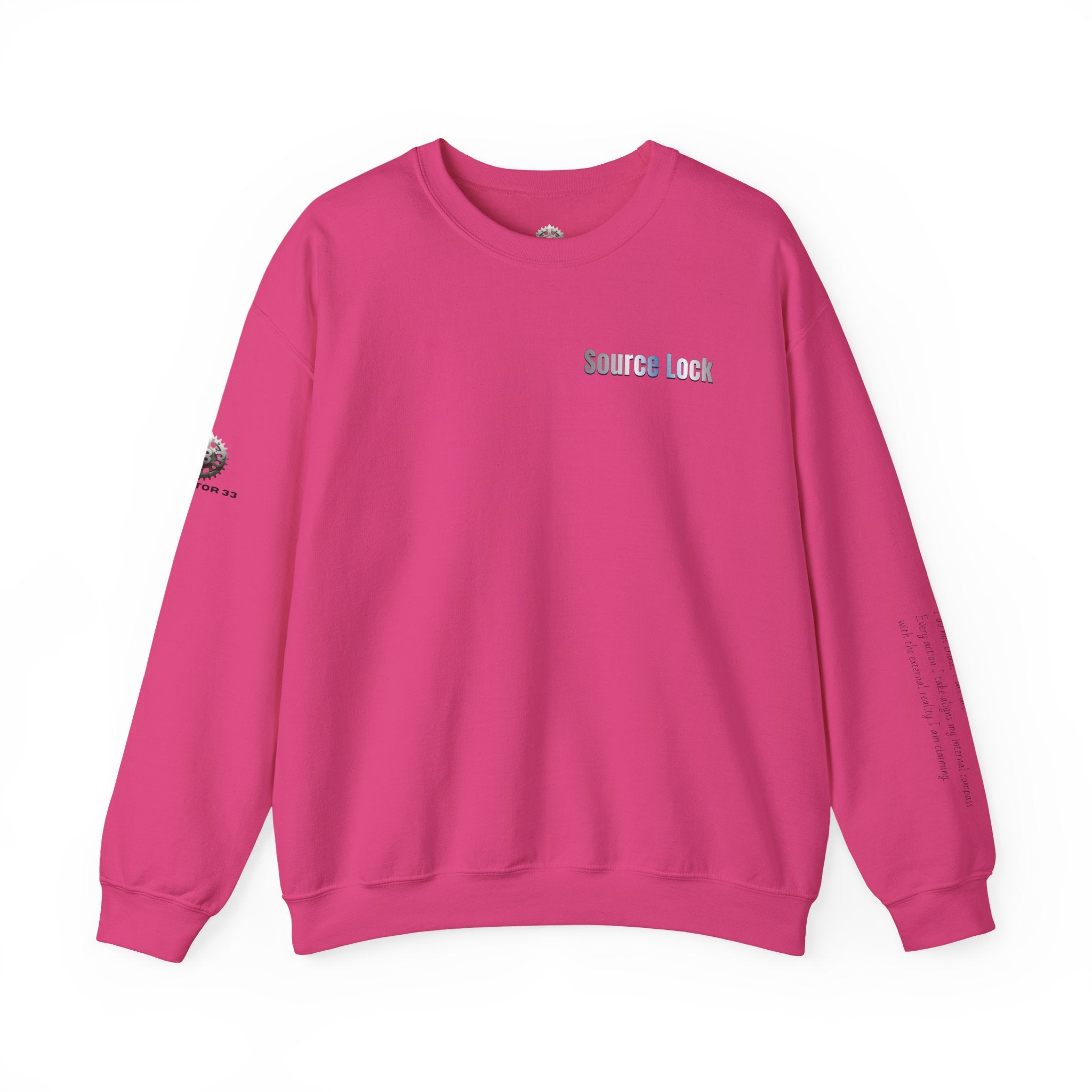 “Source Lock” Crewneck Sweatshirt- Sleeve Print Affirmation