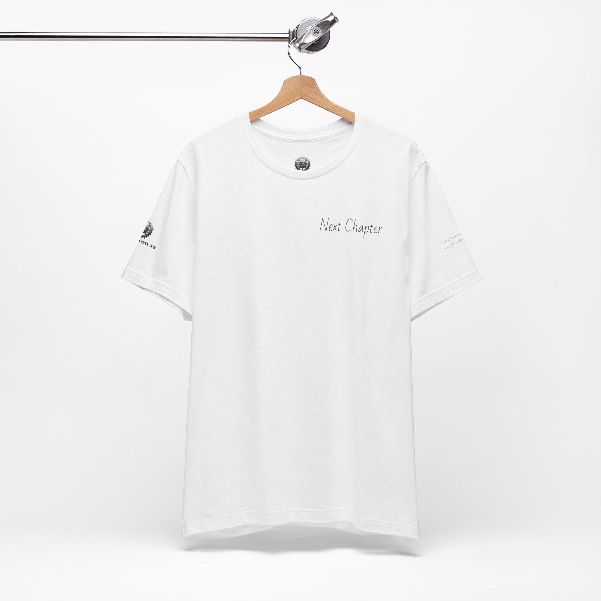 Next Chapter affirmation tee | Graphic open book back, inspirational sleeve text