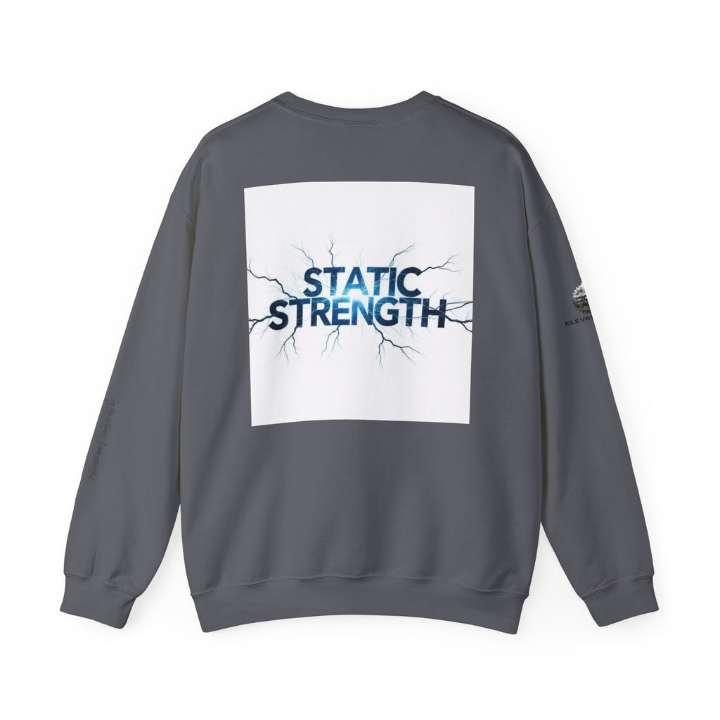 “Static Strength” Crewneck Sweatshirt- Sleeve Print Affirmation