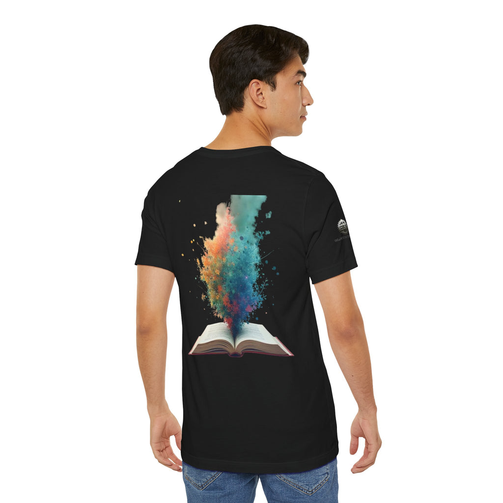 Next Chapter affirmation tee | Graphic open book back, inspirational sleeve text