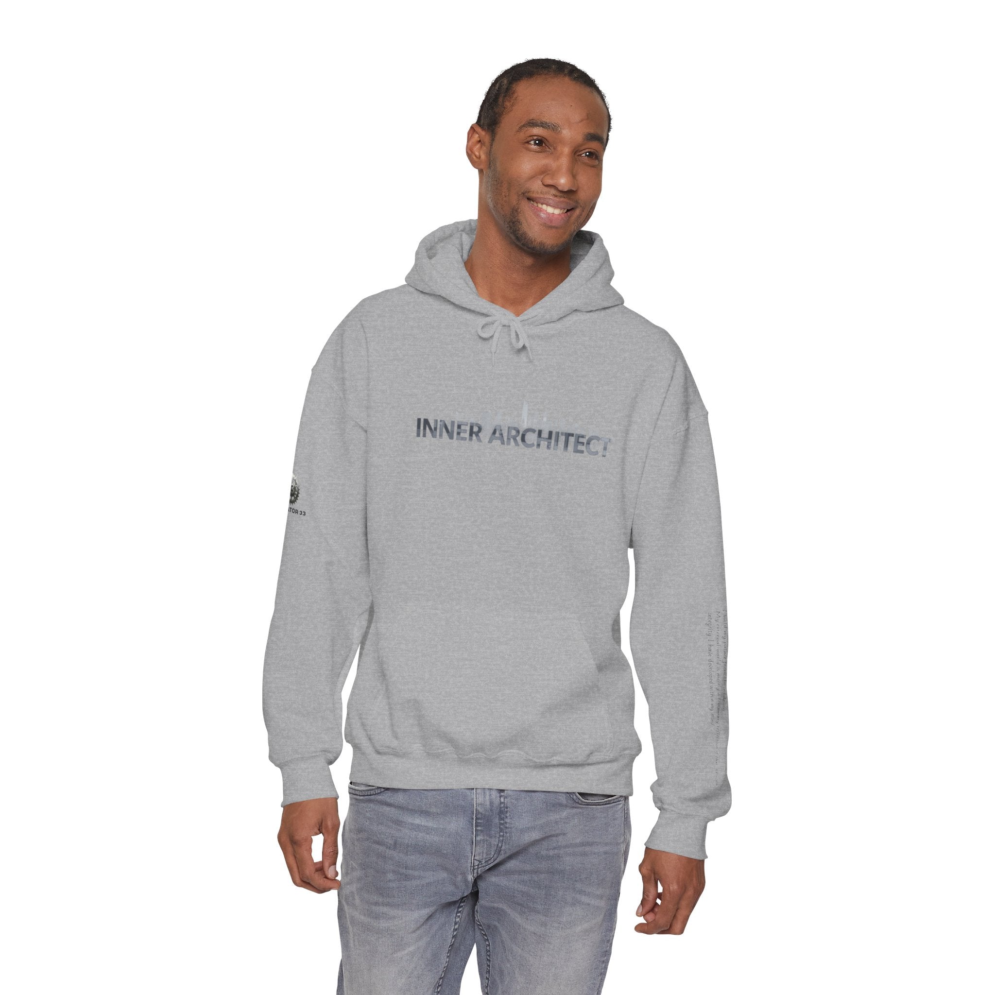 "Inner Architect" Hoodie Sweatshirt- Sleeve Printed Affirmation