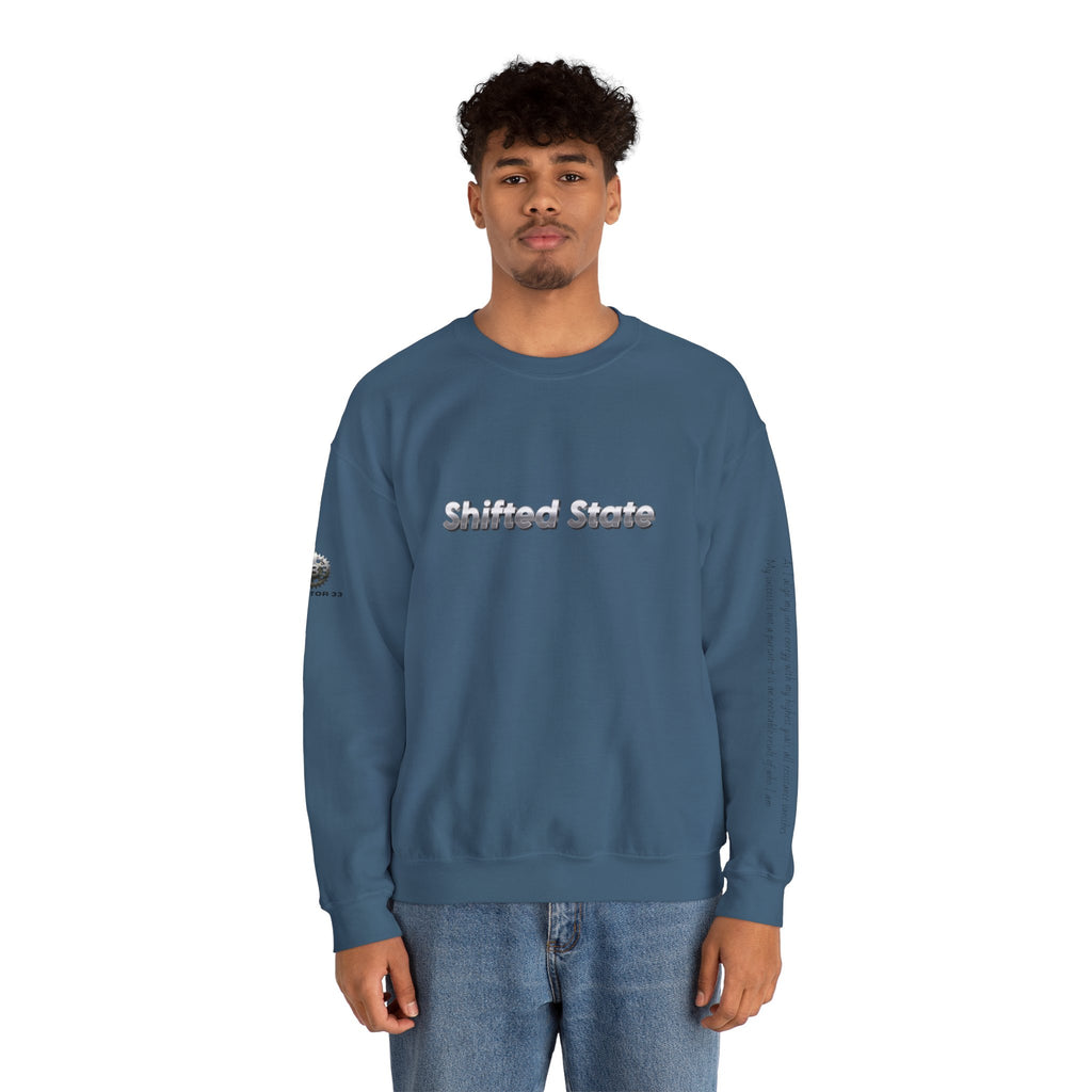 “Shifted State” Crewneck Sweatshirt- Sleeve Print Affirmation