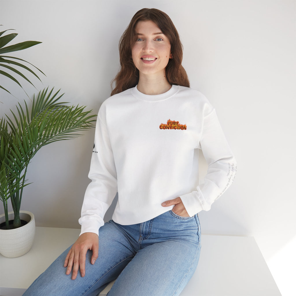 "Pure Conviction” Sweatshirt -Sleeve Print Affirmation