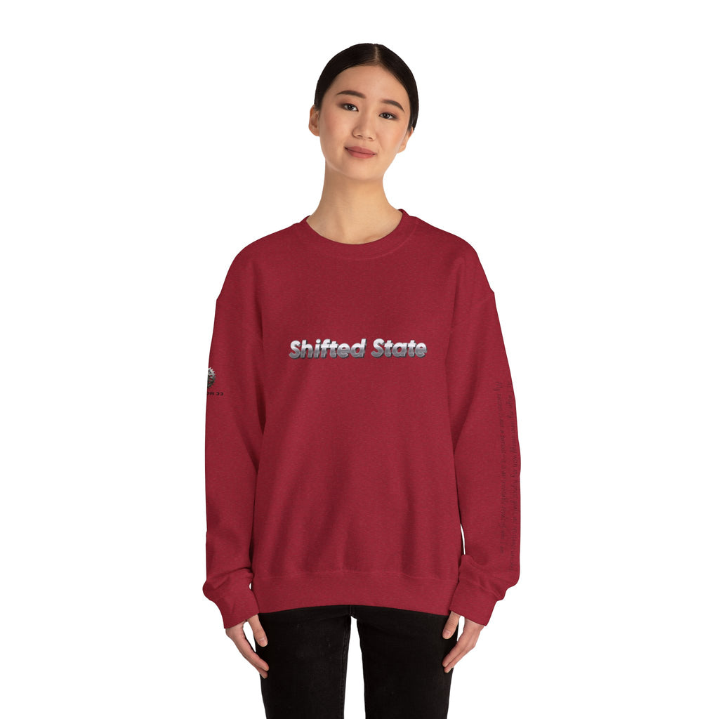 “Shifted State” Crewneck Sweatshirt- Sleeve Print Affirmation