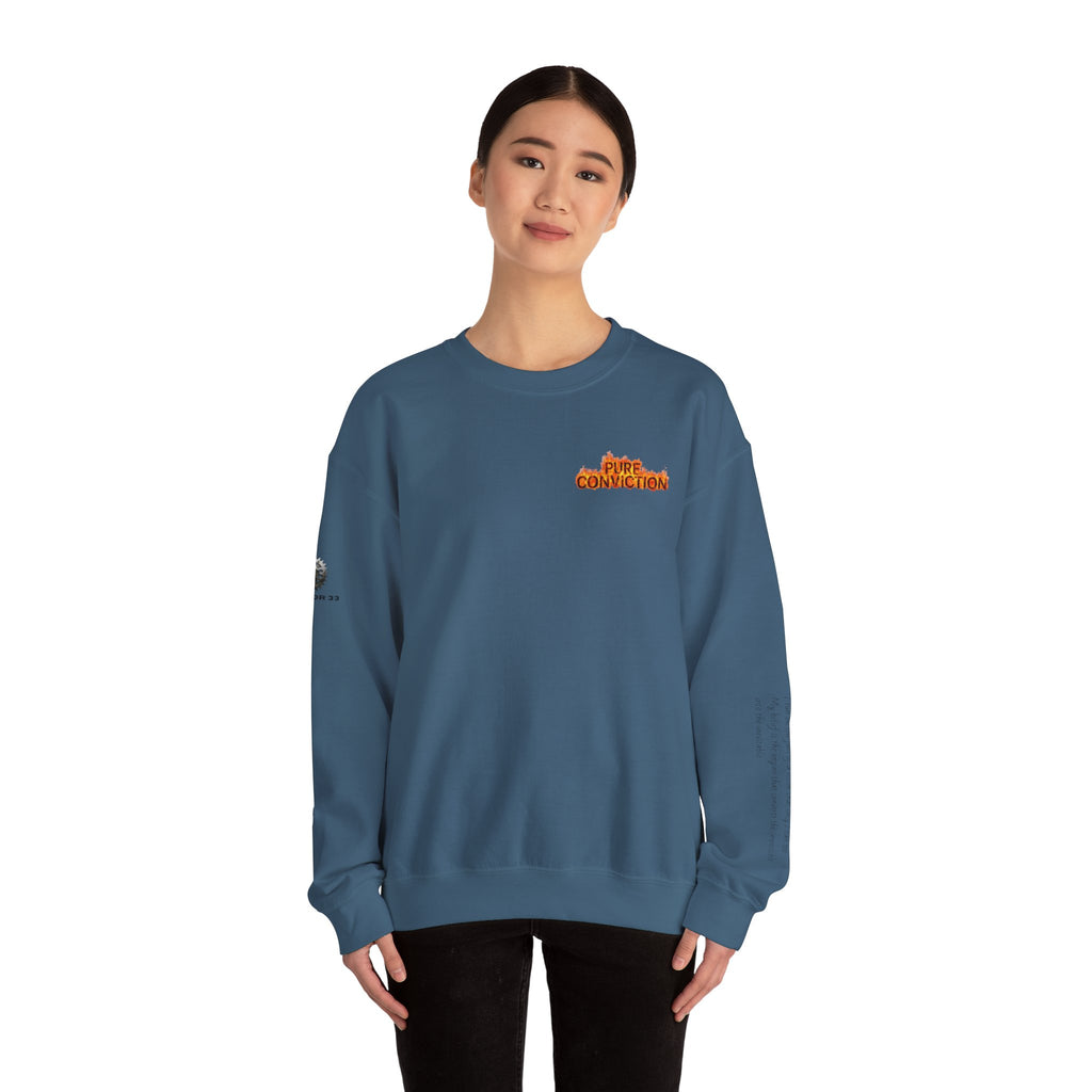 "Pure Conviction” Sweatshirt -Sleeve Print Affirmation