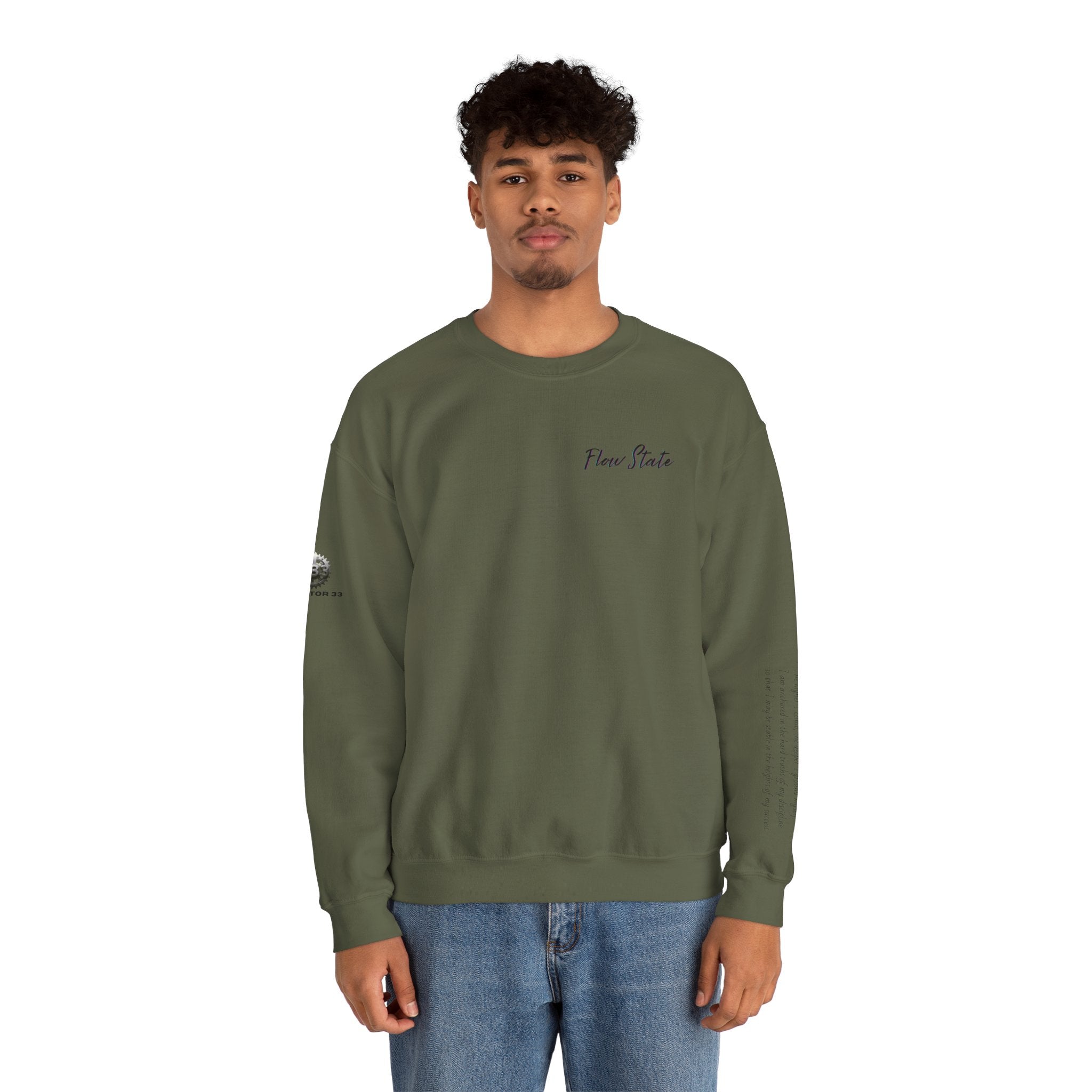 “Flow State” Crewneck Sweatshirt- Sleeve Print Affirmation