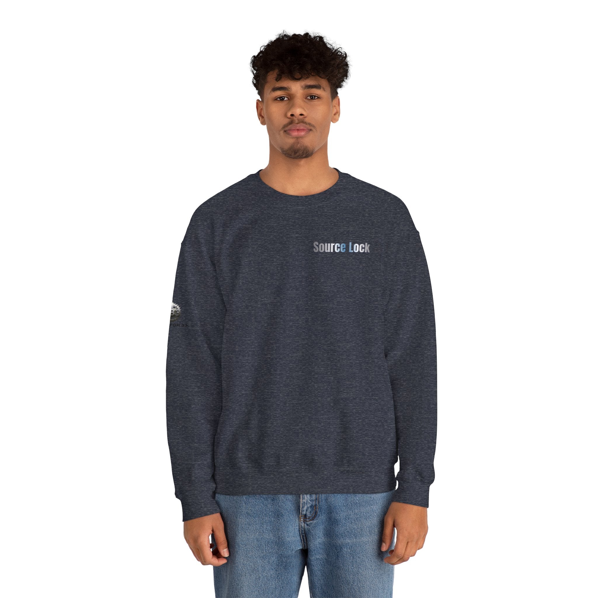 “Source Lock” Crewneck Sweatshirt- Sleeve Print Affirmation