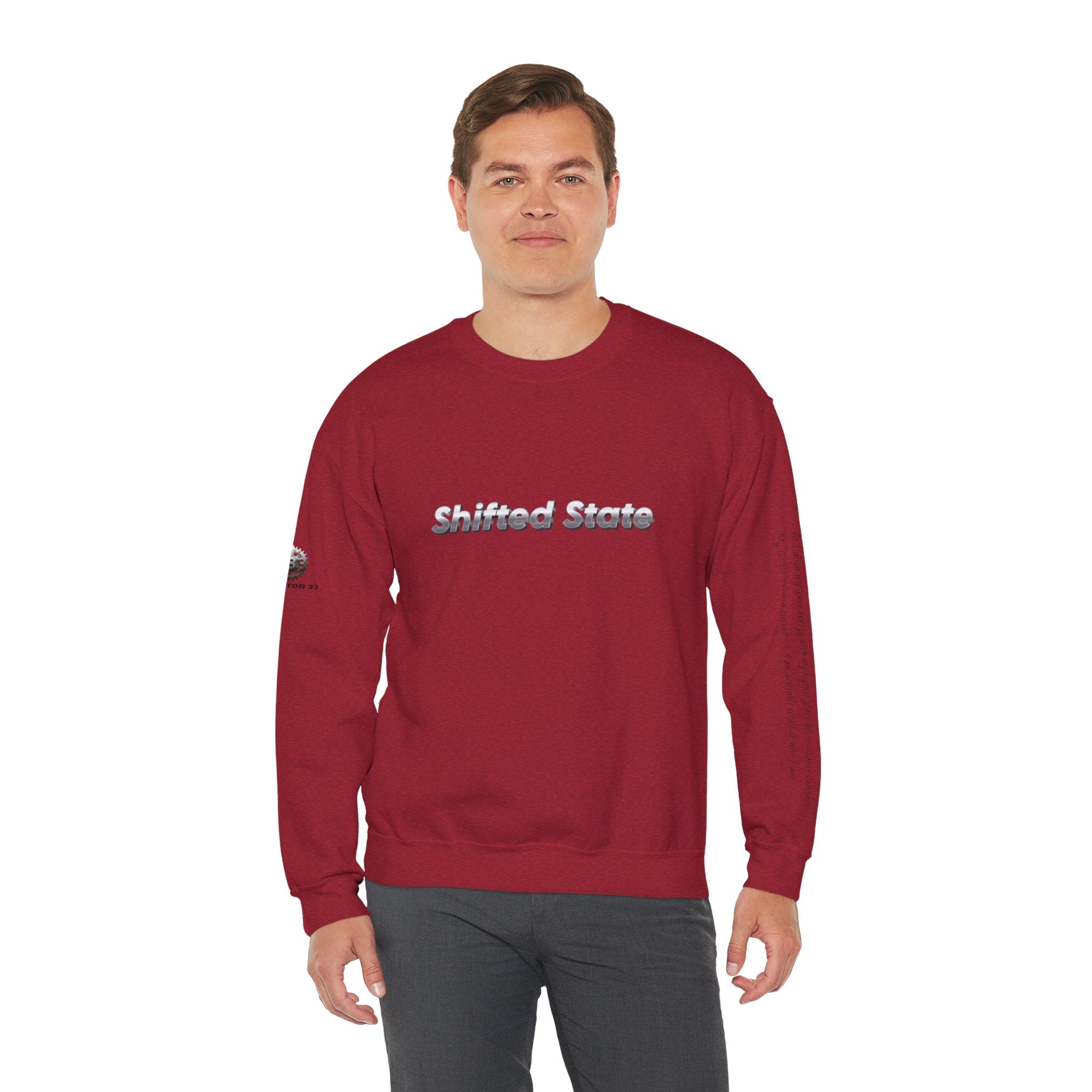 “Shifted State” Crewneck Sweatshirt- Sleeve Print Affirmation