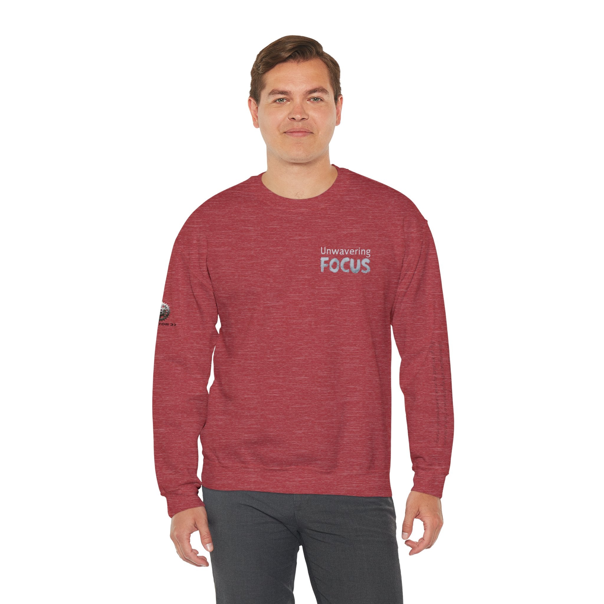“Unwavering Focus” Crewneck Sweatshirt- Sleeve Print Affirmation