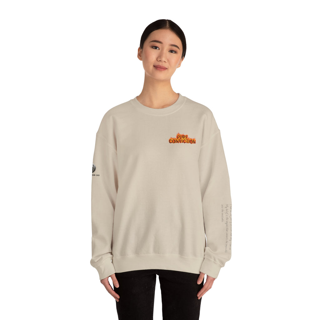 "Pure Conviction” Sweatshirt -Sleeve Print Affirmation