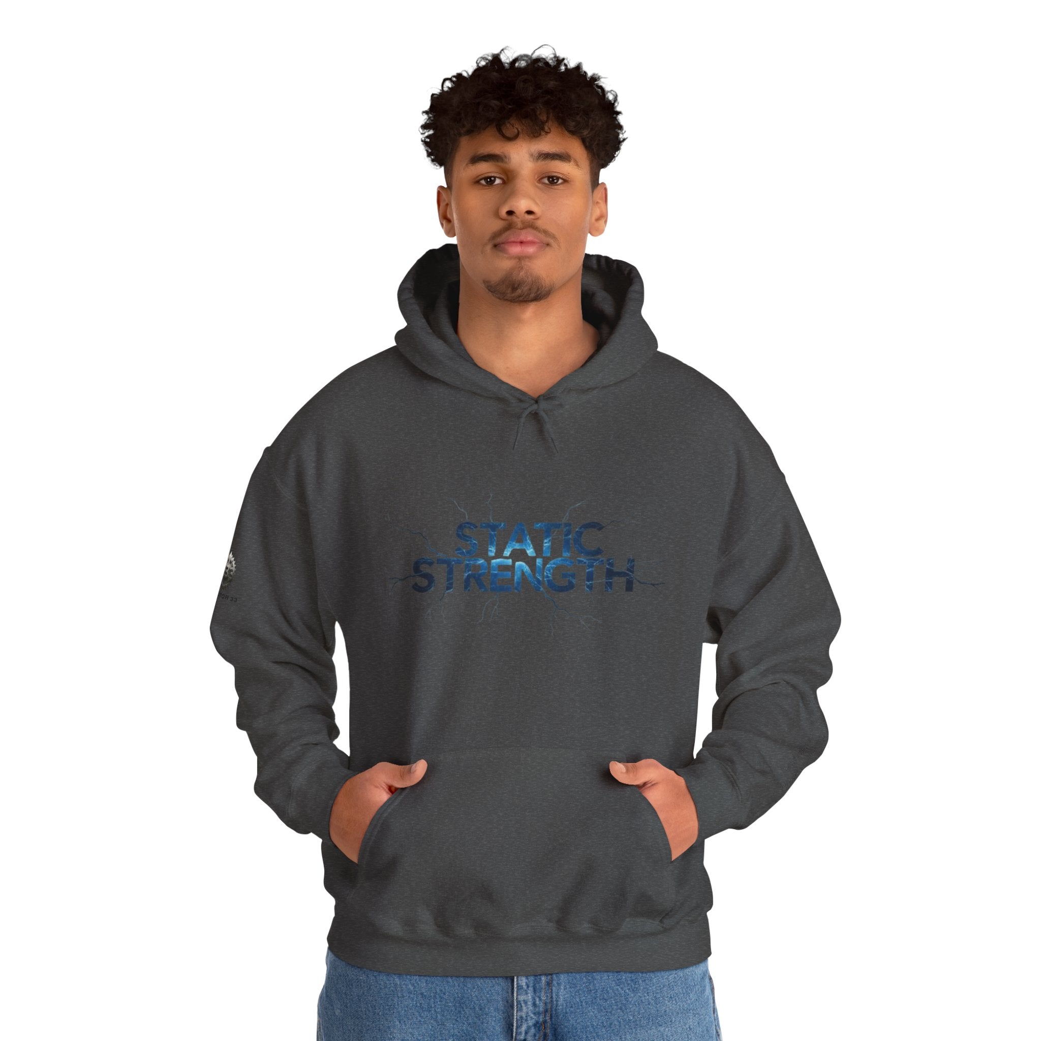 “Static Strength” Hoodie Sweatshirt- Sleeve Print Affirmation