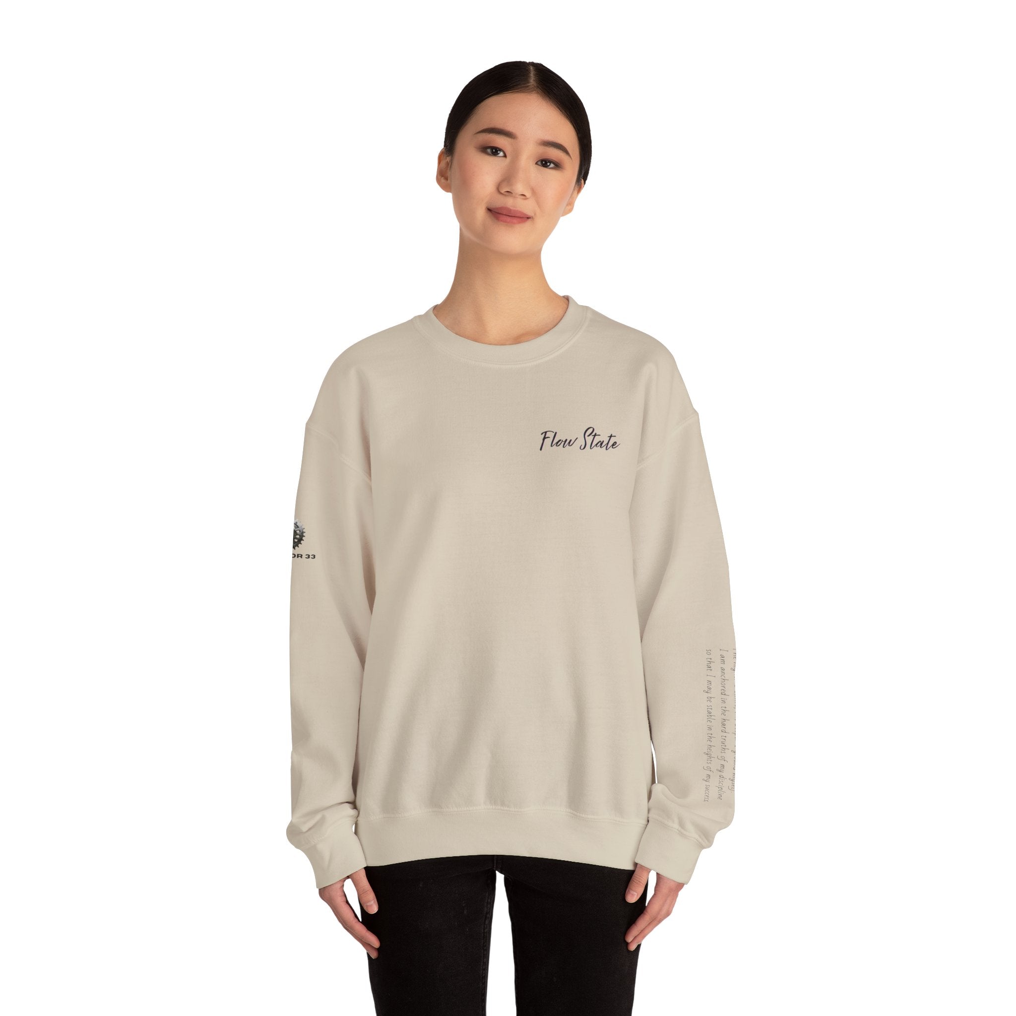 “Flow State” Crewneck Sweatshirt- Sleeve Print Affirmation