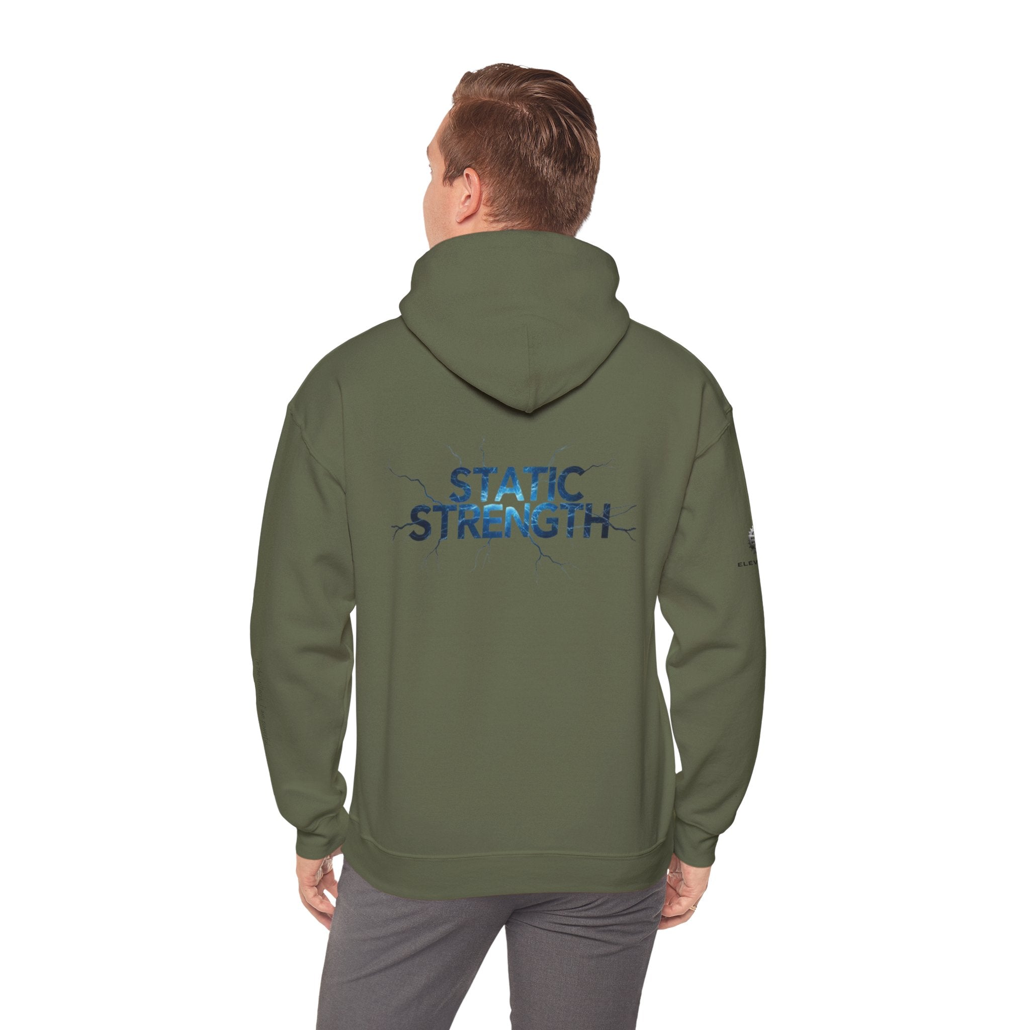 “Static Strength” Hoodie Sweatshirt- Sleeve Print Affirmation