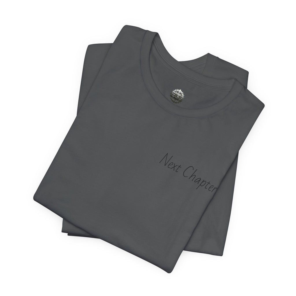 Next Chapter affirmation tee | Graphic open book back, inspirational sleeve text