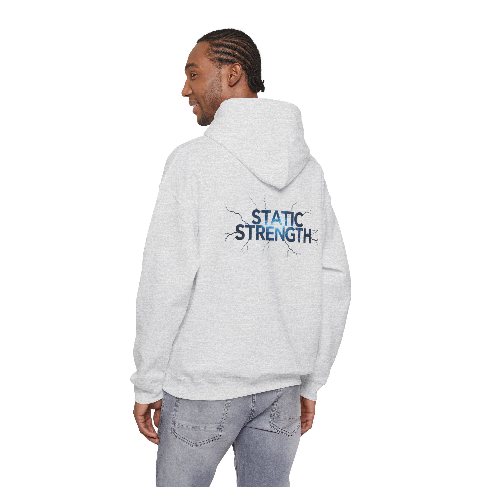“Static Strength” Hoodie Sweatshirt- Sleeve Print Affirmation