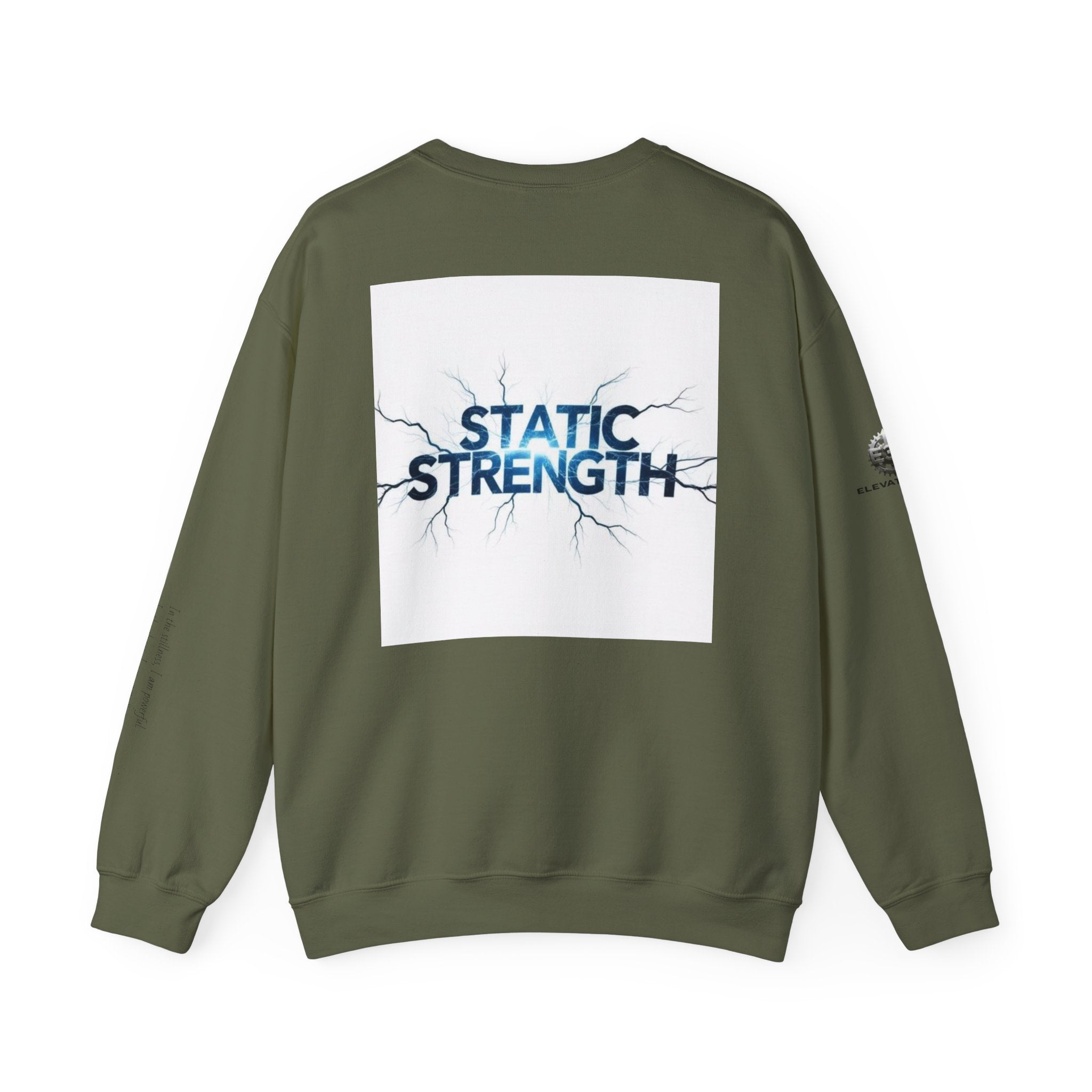 “Static Strength” Crewneck Sweatshirt- Sleeve Print Affirmation
