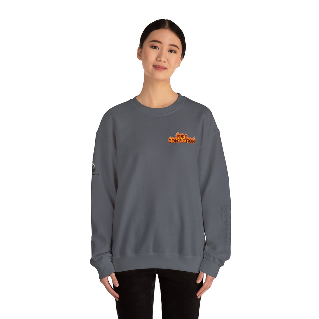 "Pure Conviction” Sweatshirt -Sleeve Print Affirmation