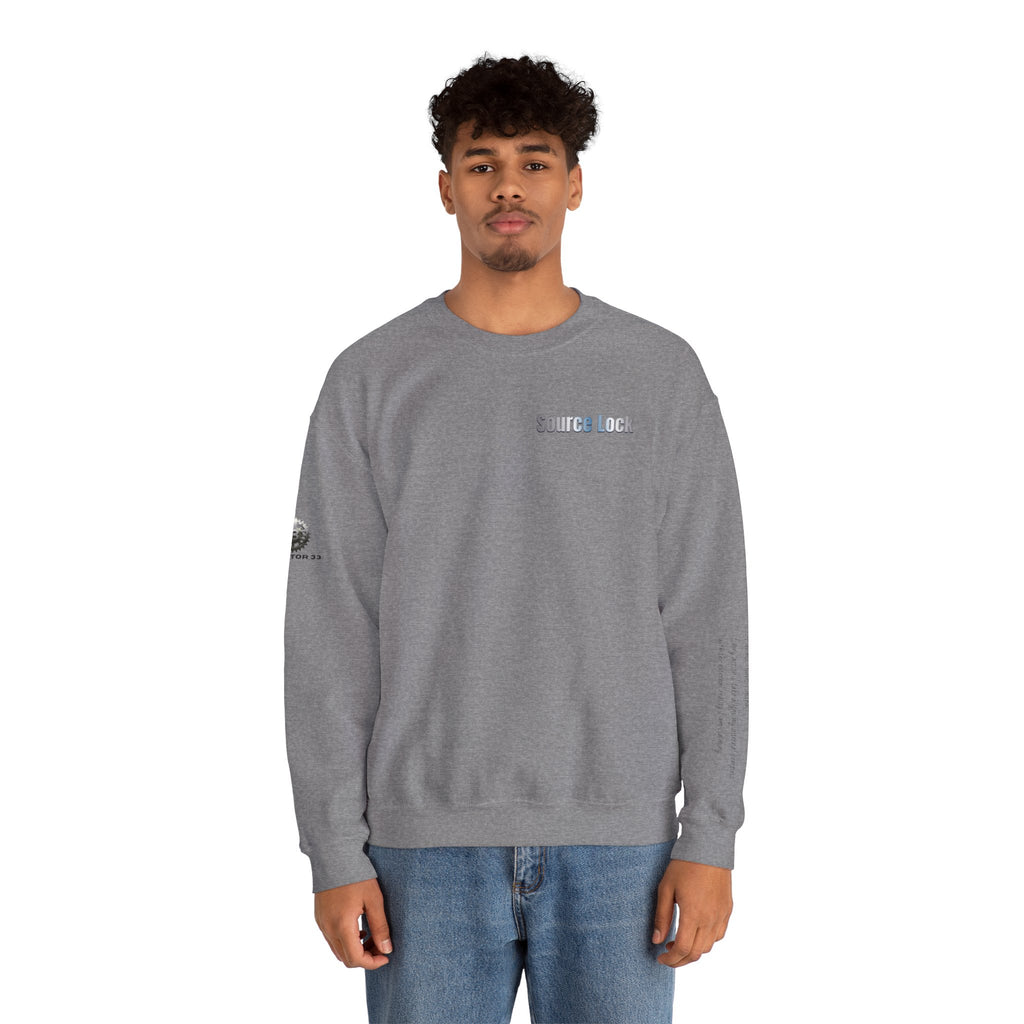 “Source Lock” Crewneck Sweatshirt- Sleeve Print Affirmation