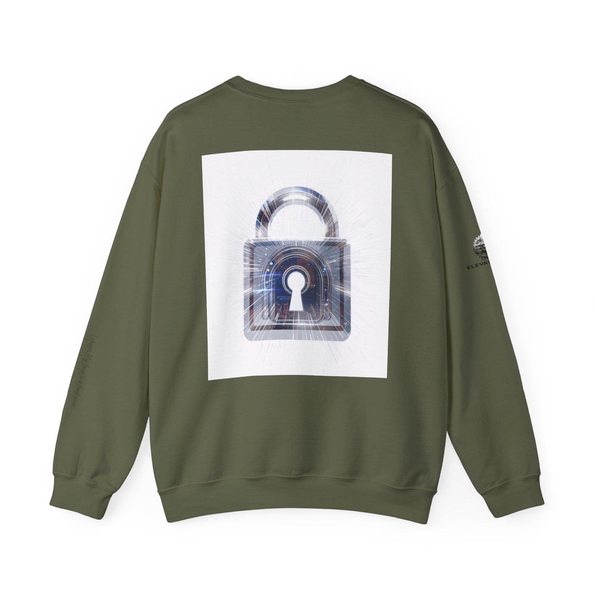 “Source Lock” Crewneck Sweatshirt- Sleeve Print Affirmation