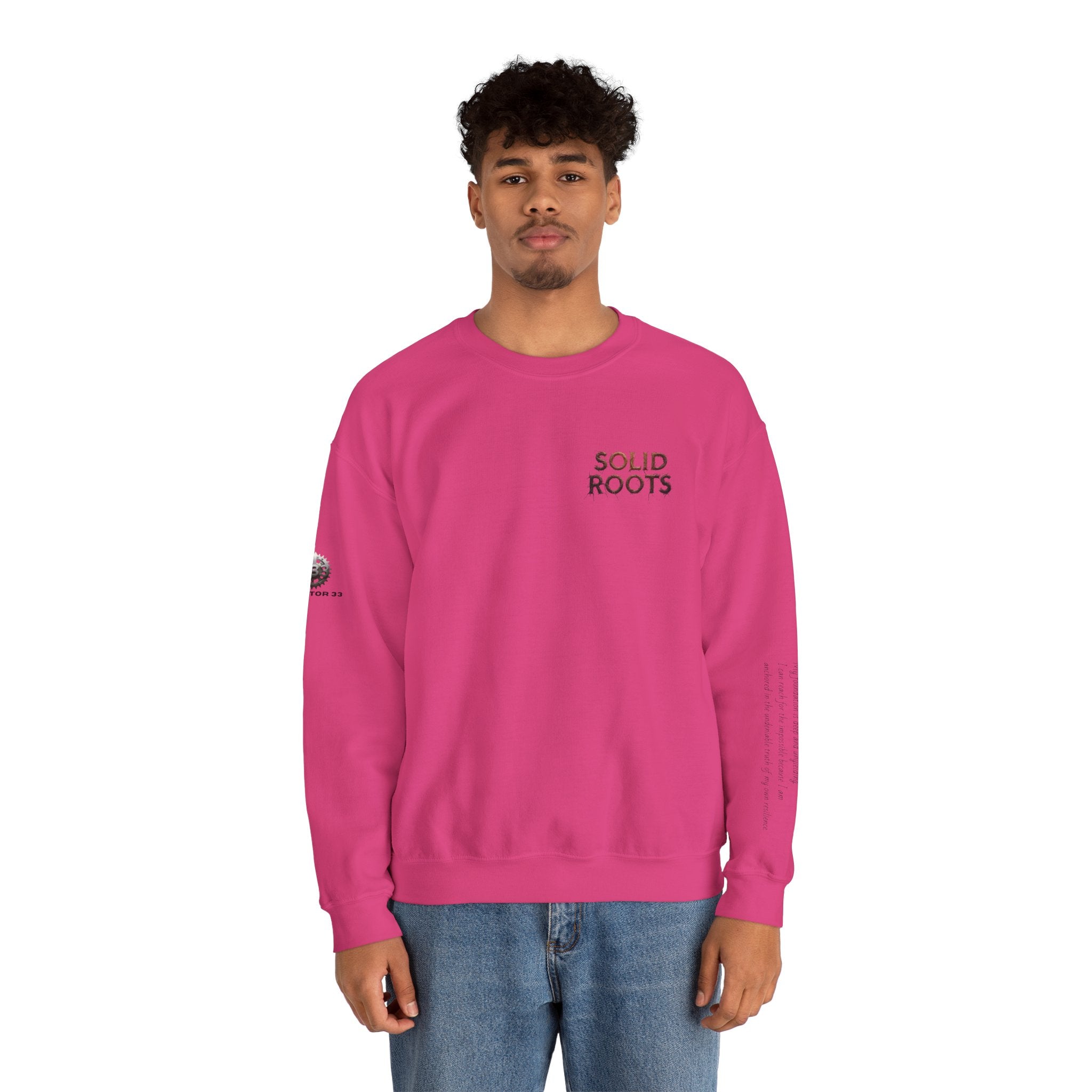 "Solid Roots" Crewneck - Heavyweight Sleeve Print Sweatshirt
