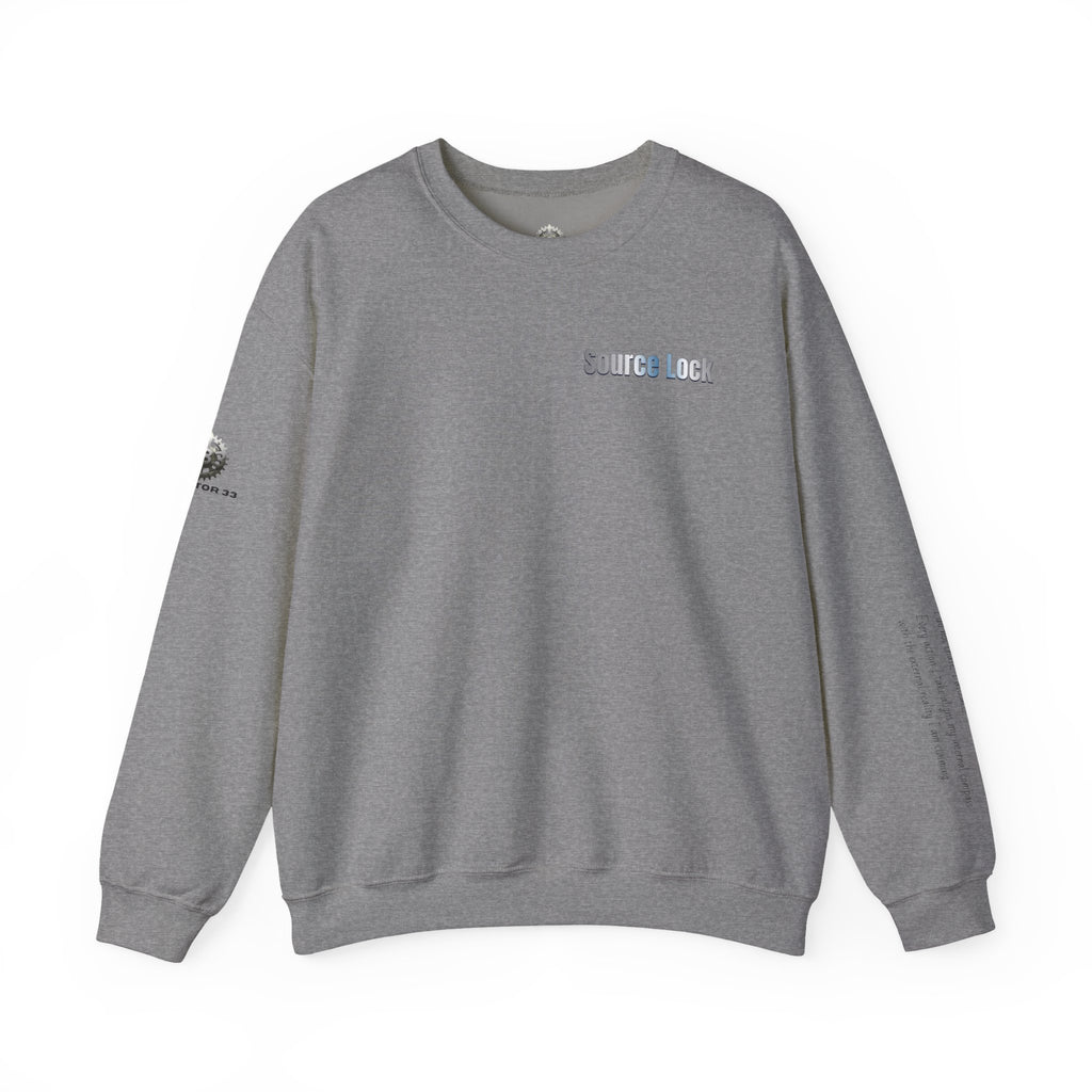 “Source Lock” Crewneck Sweatshirt- Sleeve Print Affirmation