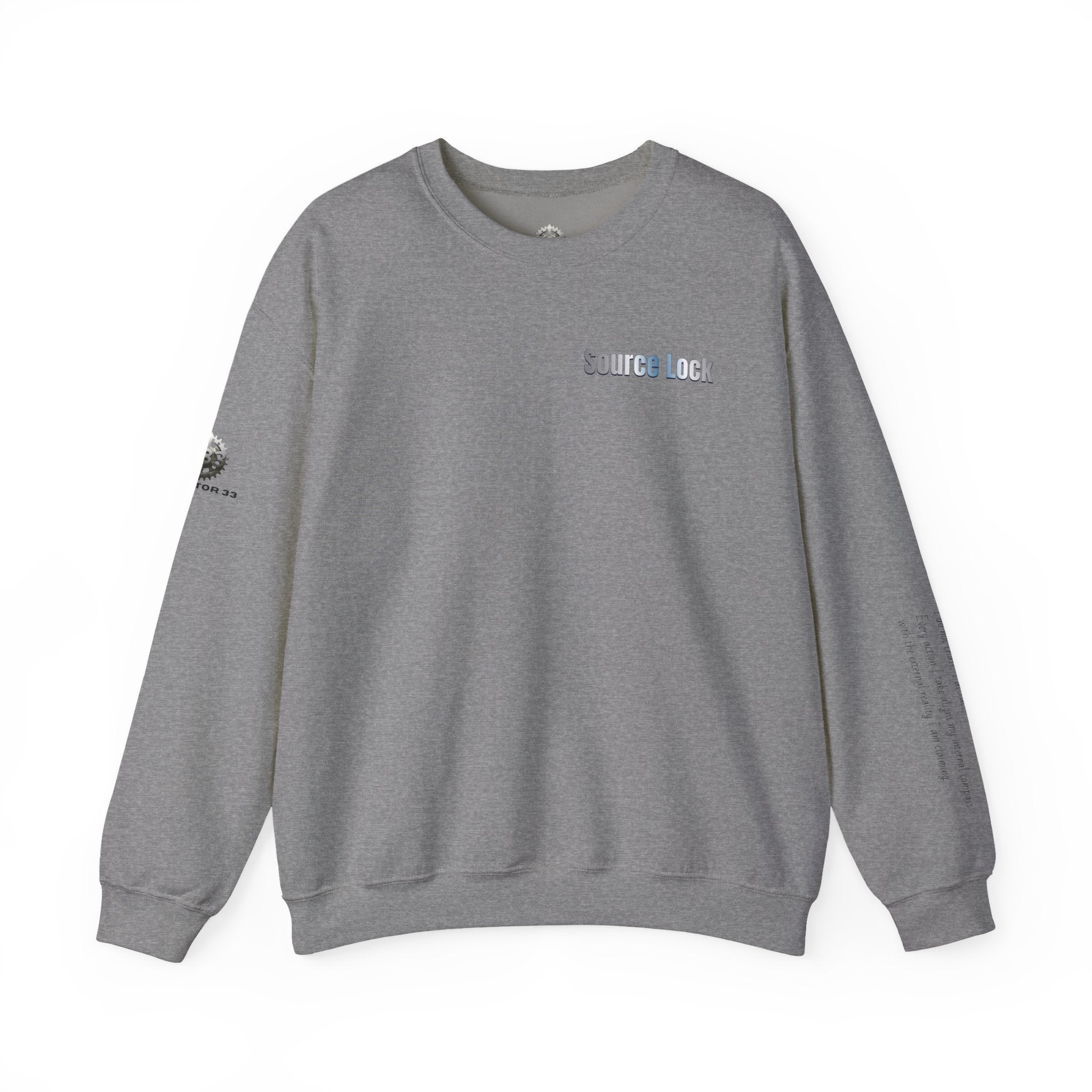 “Source Lock” Crewneck Sweatshirt- Sleeve Print Affirmation