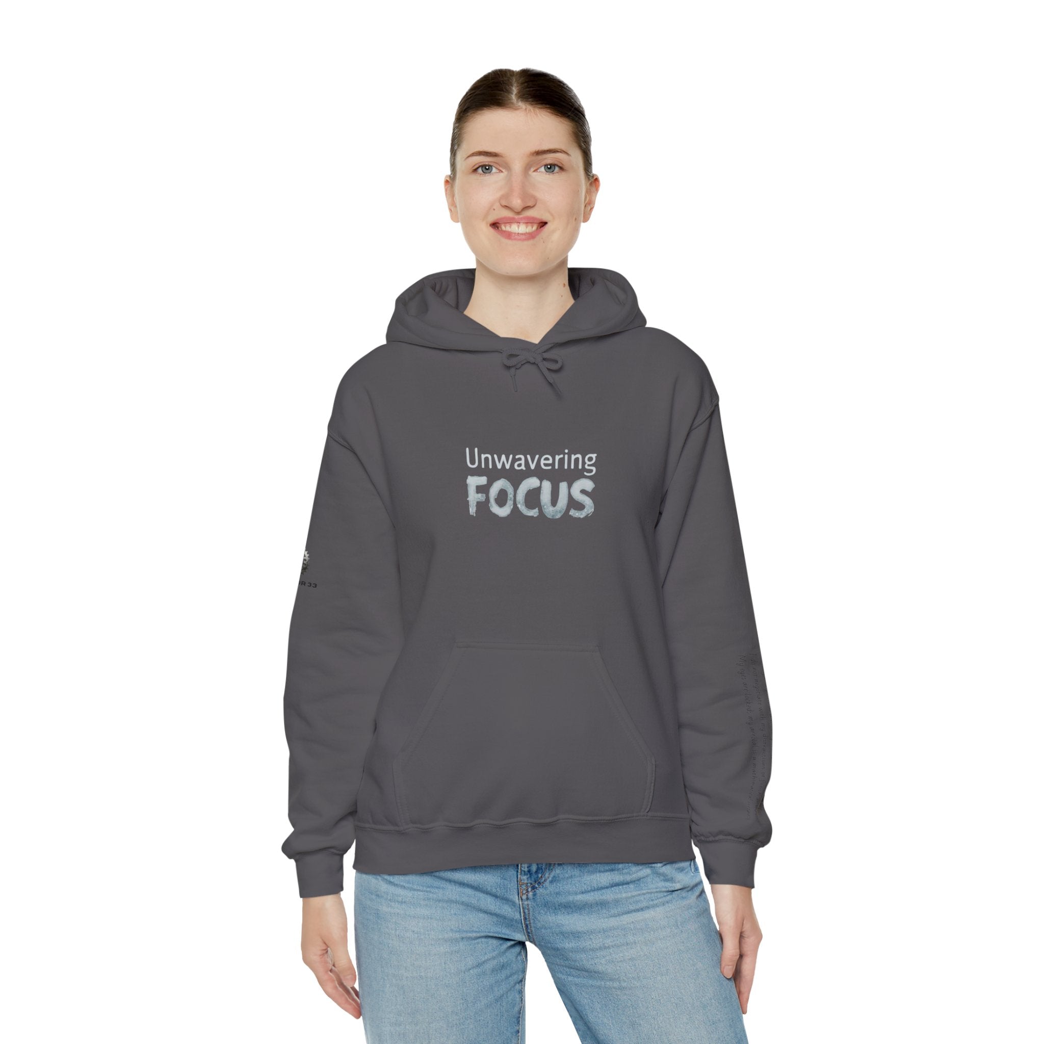 “Unwavering Focus” Hoodie- Sleeve Print Affirmation