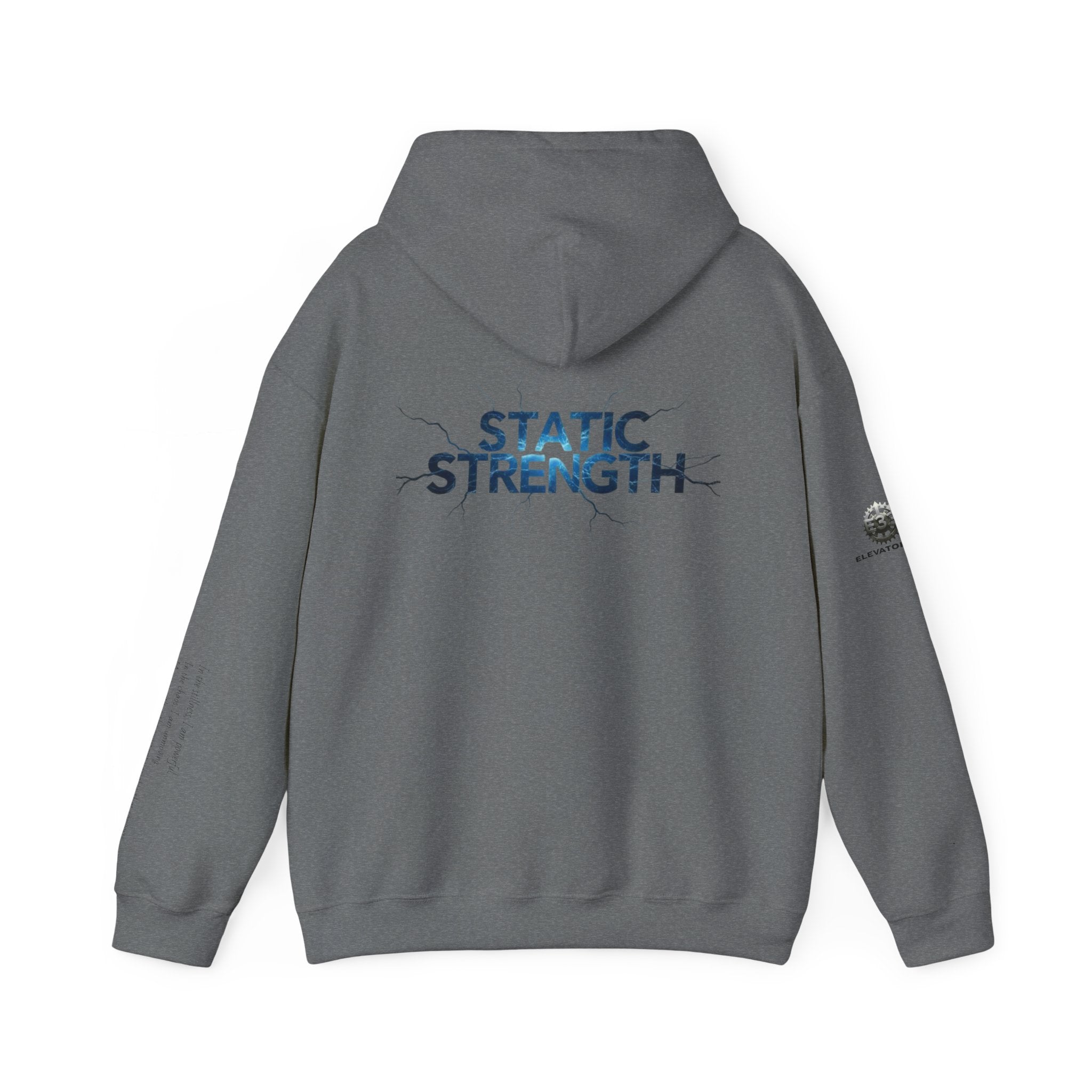 “Static Strength” Hoodie Sweatshirt- Sleeve Print Affirmation