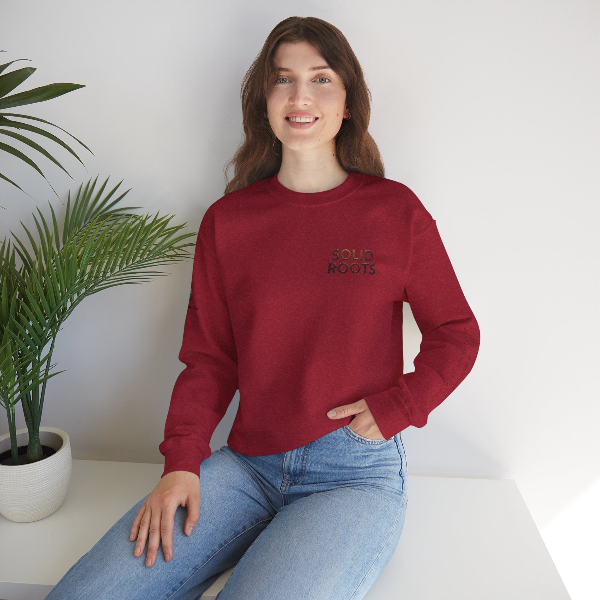 "Solid Roots" Crewneck - Heavyweight Sleeve Print Sweatshirt