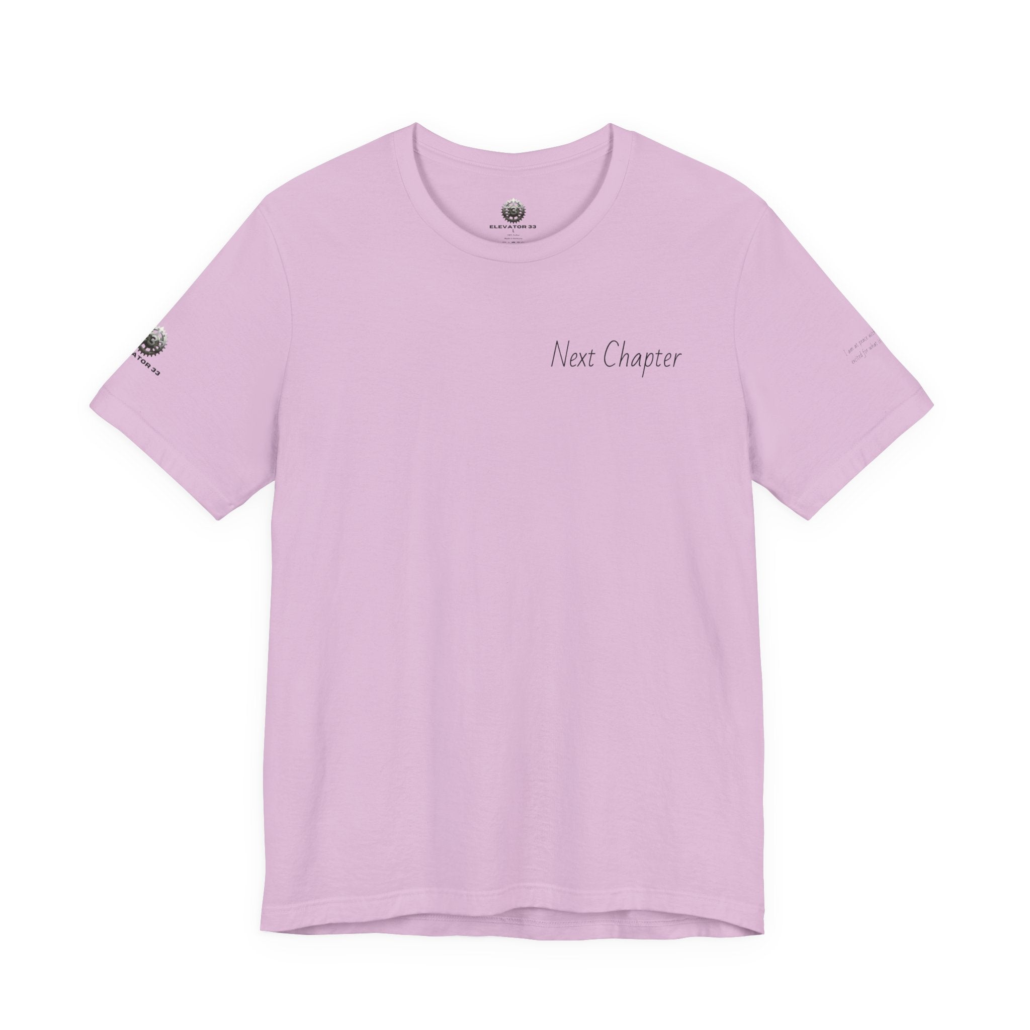 Next Chapter affirmation tee | Graphic open book back, inspirational sleeve text