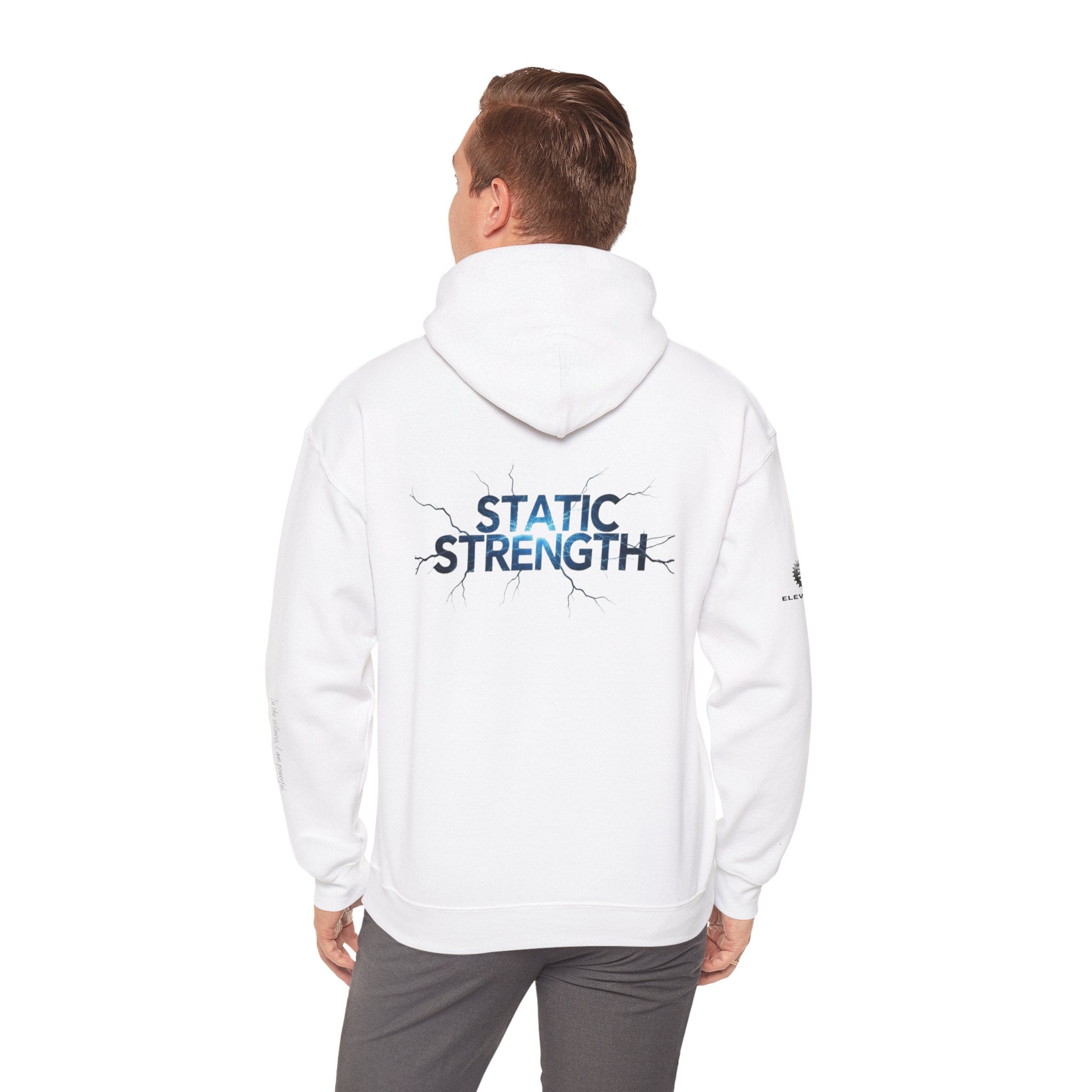 “Static Strength” Hoodie Sweatshirt- Sleeve Print Affirmation