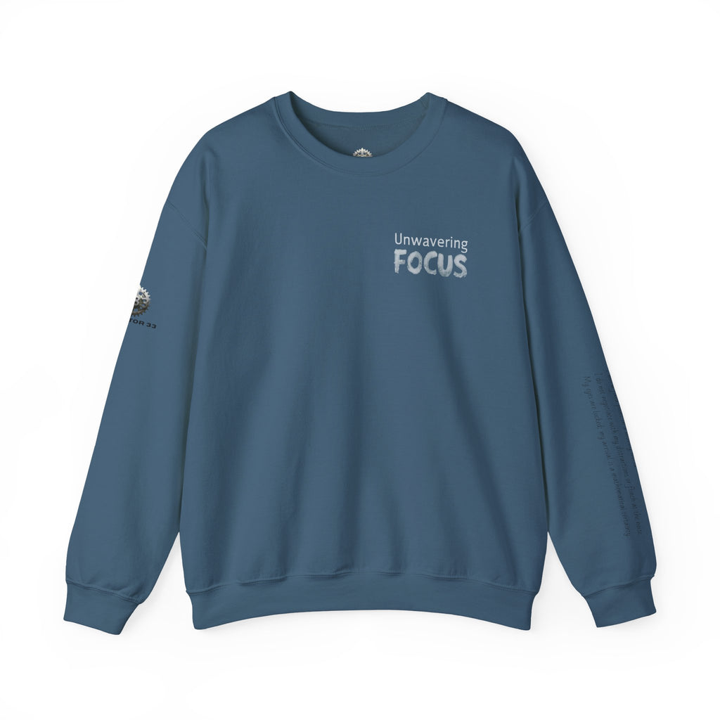 “Unwavering Focus” Crewneck Sweatshirt- Sleeve Print Affirmation
