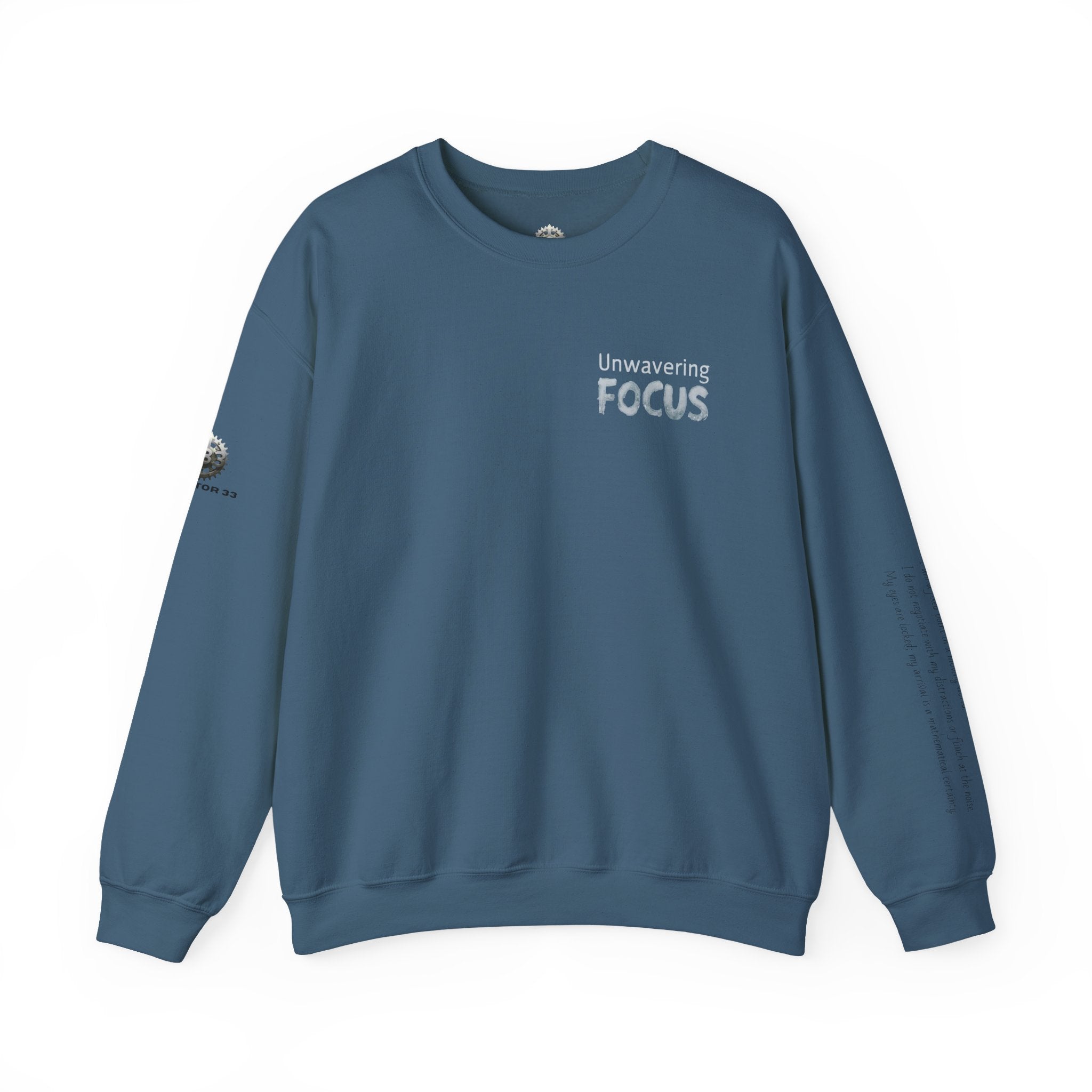 “Unwavering Focus” Crewneck Sweatshirt- Sleeve Print Affirmation